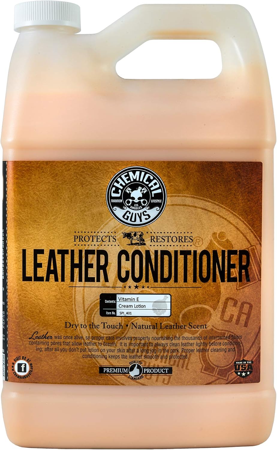 Chemical Guys, Vintage Series Leather Conditioner for Car Interiors, 16 oz | Nourishes and conditions natural, synthetic and faux leather seats, keeping them soft, supple and protected
