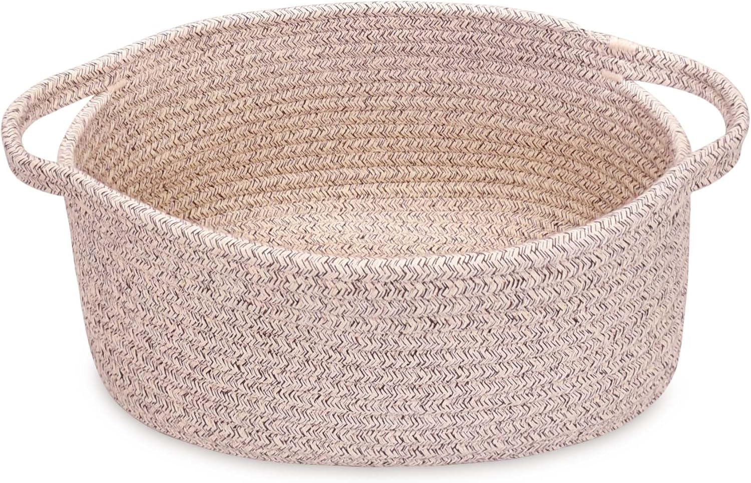 ABenkle Small Basket with Handles, Boho Decorative Rope Woven Dog Cat Toy Storage Bin Shelf Storage Organizer, Easter Christmas Gift Basket, 12"x8"x5"