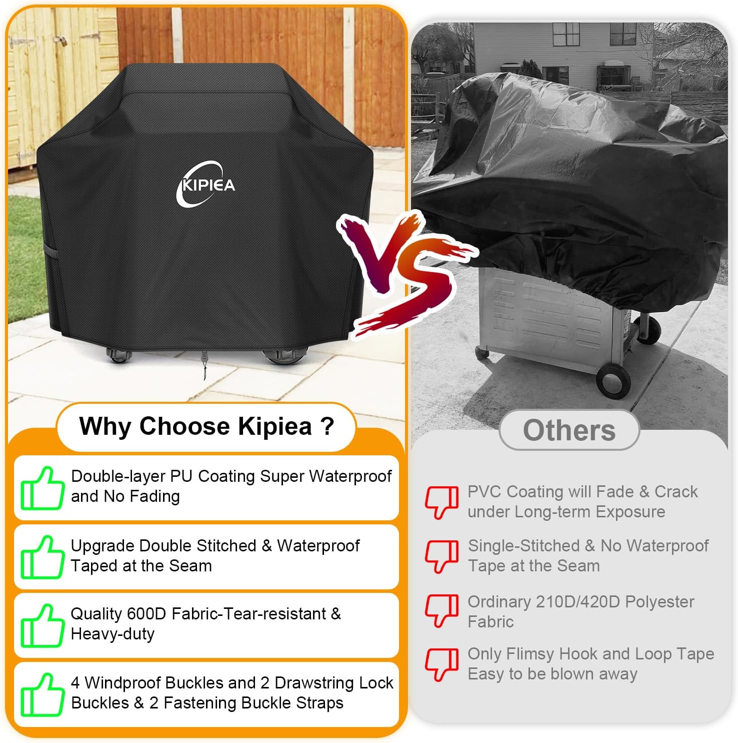 600D Vertical Smoker Cover for Pit Boss 3/4 / 5/7 Series, Waterproof Pellet Grill Cover, 73550, UV Resistant, No Tear, No Fading