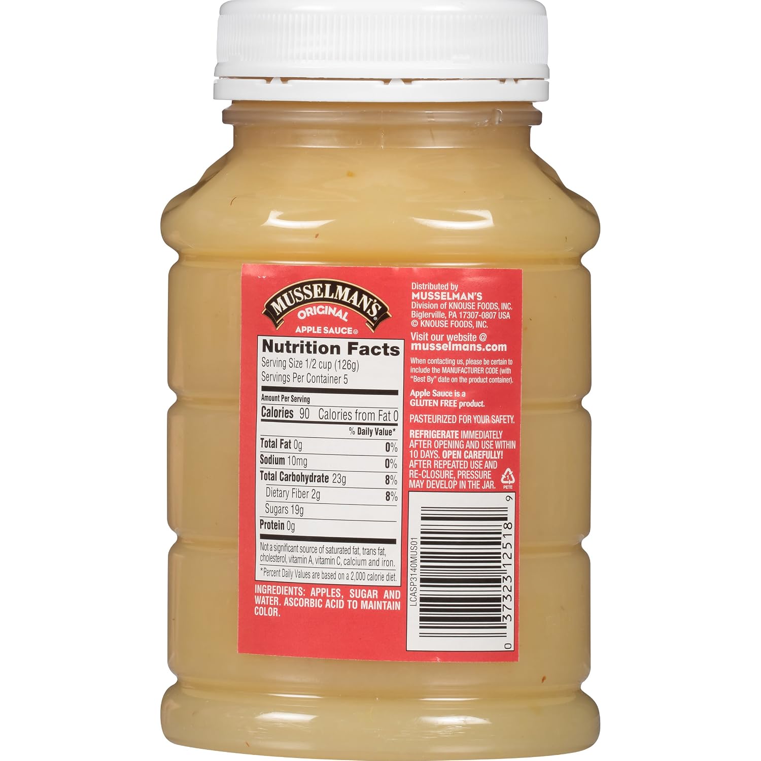 Musselman's Unsweetened Apple Sauce - low calorie, gluten free snack, low sodium, kosher, fat-free, no cholesterol, no high fructuse corn syrup, from 100% fresh American Grown Apples. (24oz x 12)