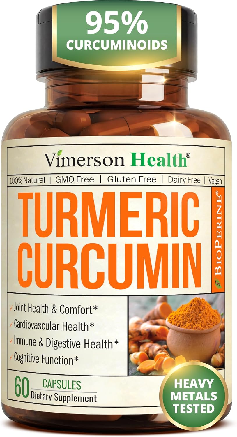 Turmeric Curcumin Supplement – 1200mg Organic Turmeric Curcumin with Black Pepper Extract for Max Absorption – Digestive & Joint Supplements for Men & Women w. Tumeric Extract & Bioperine – 60 Caps