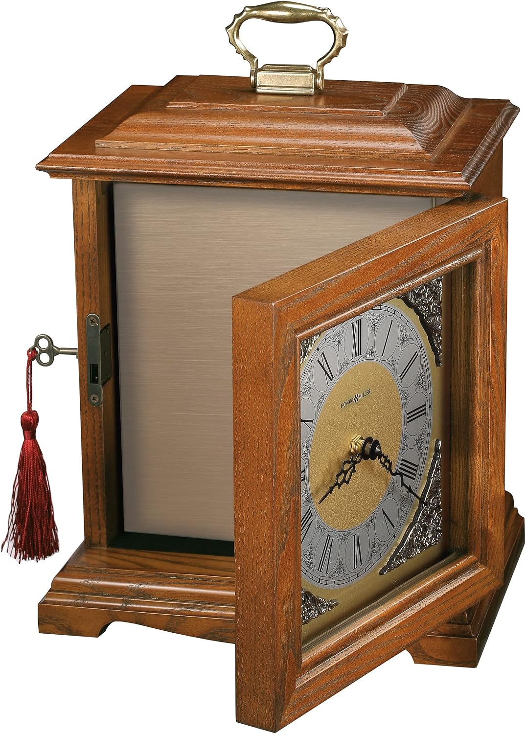 Howard Miller Memorial Continuum II Mantel Clock Urn Box 800-120 | Oak Yorkshire Wood Finish | Decorative Analog Roman Numeral Dial | Memorial
