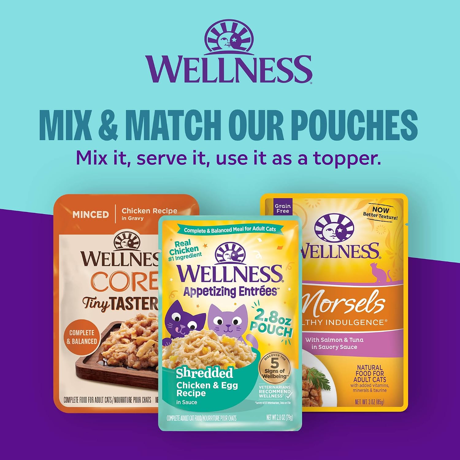 Wellness CORE Signature Selects Variety Pack Adult Canned Wet Cat Food, Natural, Protein Rich, Grain Free, Poultry Recipes, 2.8 oz, Pack of 8 Cans