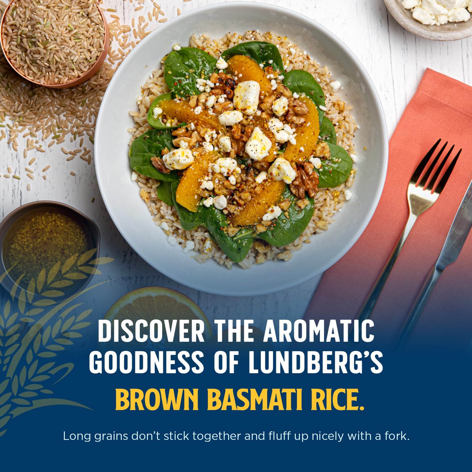 Lundberg Basmati Rice, Long Grain White Rice - Non-Sticky, Fluffy, Nutty, Aromatic Rice, Vegan Food, Healthy Meals, Gluten-Free, Grown in California, 64 Oz