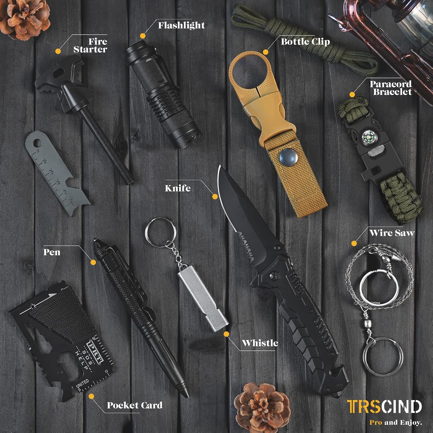 Survival Kit 14 in 1, Gifts for Men Dad Husband, Emergency Survival Gear and Equipment, Anniversary Birthday Gifts for Him Boyfriend, Hunting Fishing Camping Accessories