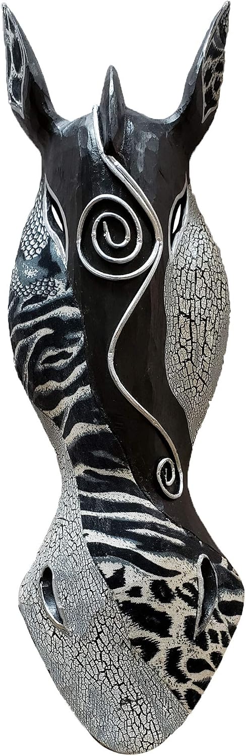 Giraffe Zebra Face Mask Wall Hanging Décor Hand Painted Patterns African Safari Style Decorative Accent Contemporary Variation An Awesome Gifting