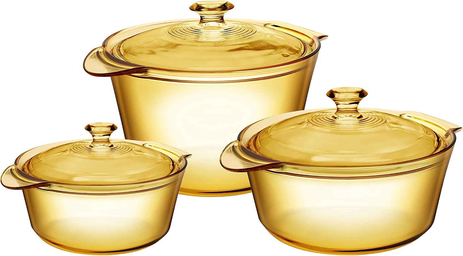 Visions Pyroceram Glass Flair 6Pc Casserole and Cookpot Pot Set, Brown