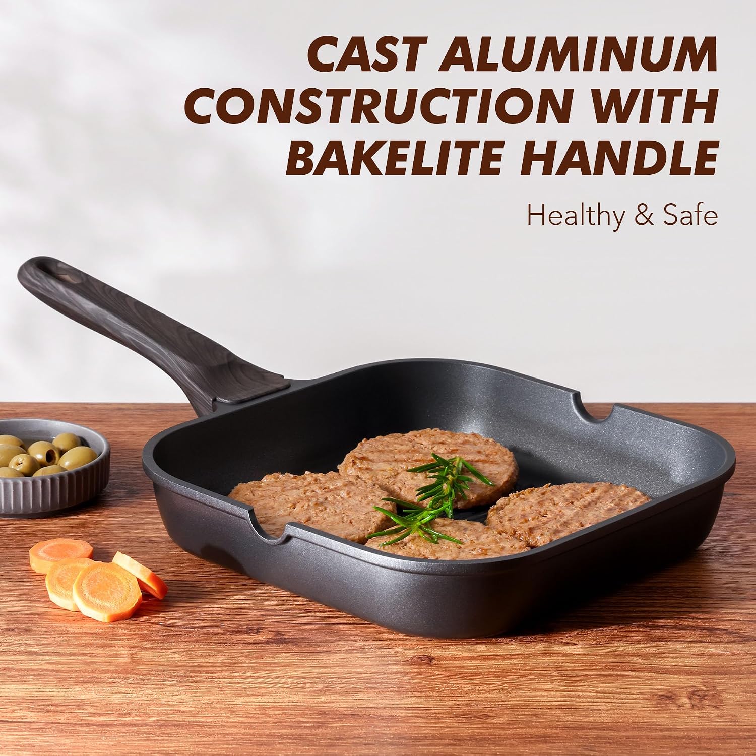 SENSARTE Nonstick Griddle Grill Pan, Pro-Grid Reversible Grill & Griddle Pan, Two Burner Cast Aluminum