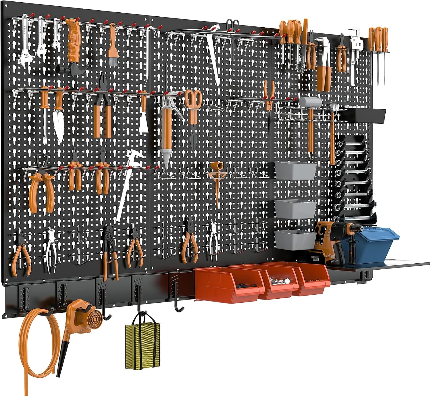 TORACK 109 PCS Pegboard Wall Organizer 48x24 in, Garage Metal Pegboard