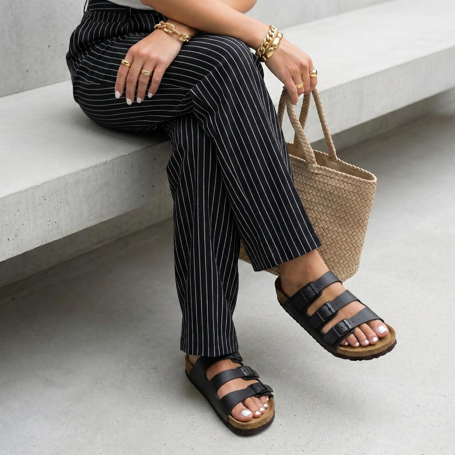 CUSHIONAIRE Women's Lela Cork footbed Sandal with +Comfort