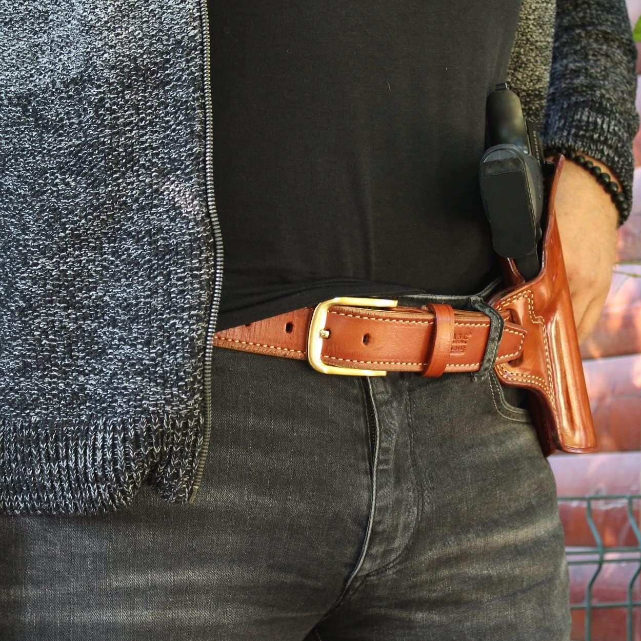 Premium The Ultimate Leather OWB Pancake Holster Fits, Desert Eagle All Calibers with 6” Barrel, Right Hand Draw, Brown Color