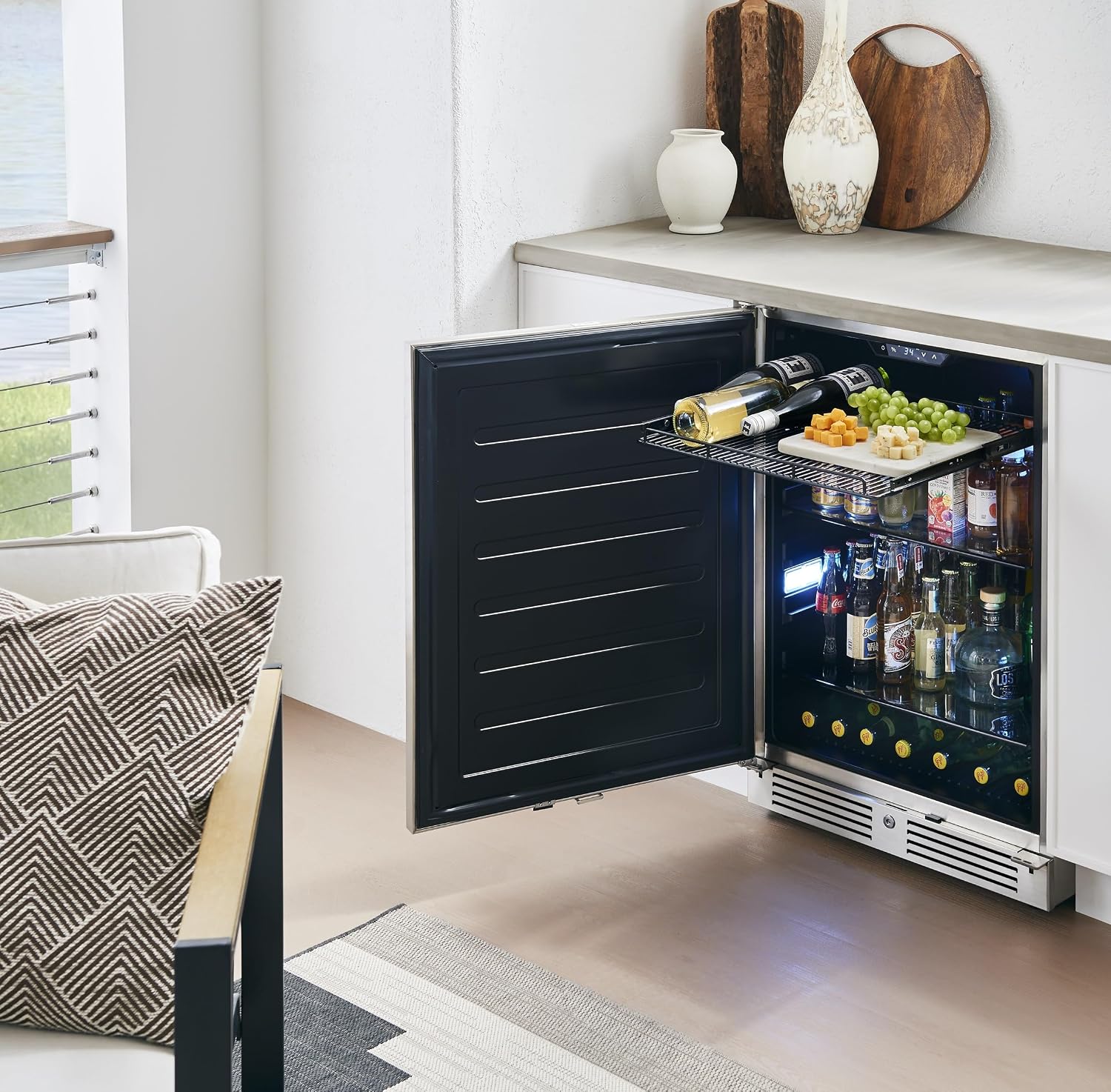 Zephyr Presrv 15 Inch Slim Wine Fridge Beverage Refrigerator Under Counter