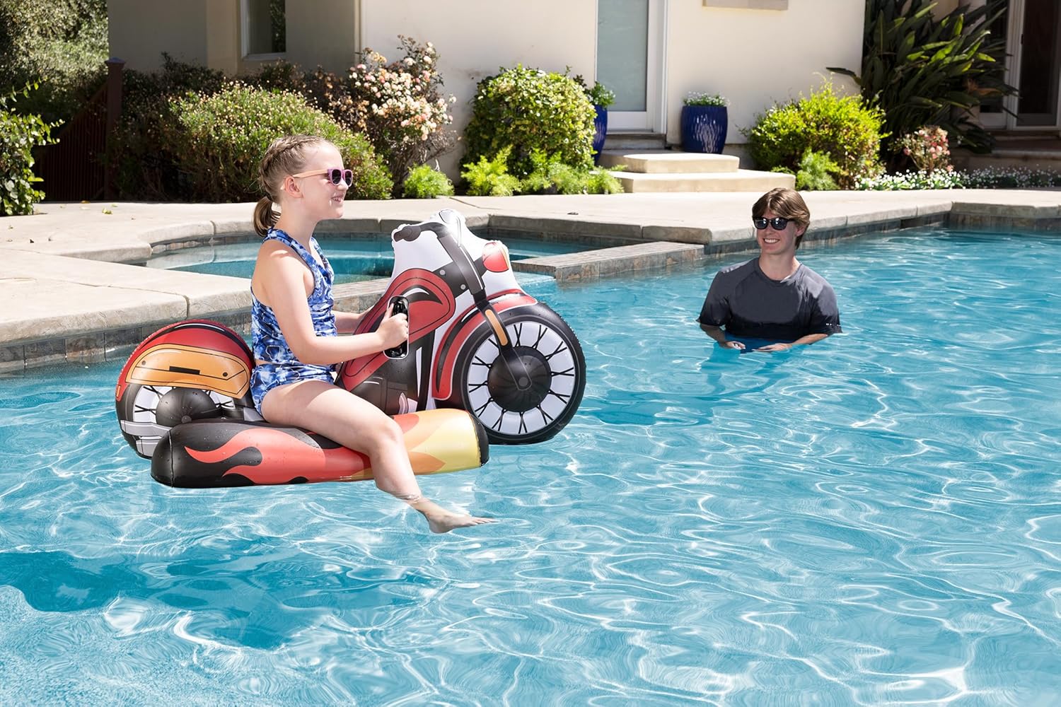 Poolmaster Inflatable Swimming Pool Float Rider Pool Toy for Kids, Motorcycle