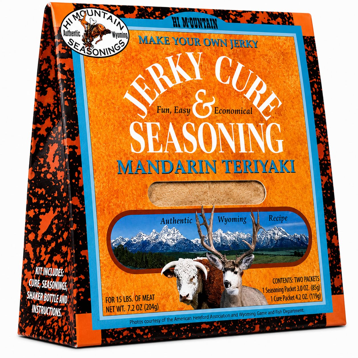 Hi Mountain MANDARIN TERIYAKI BLEND Beef Jerky Seasoning and Cure Kit | Sweet teriyaki citrus flavor, perfect jerky seasoning for deer, elk