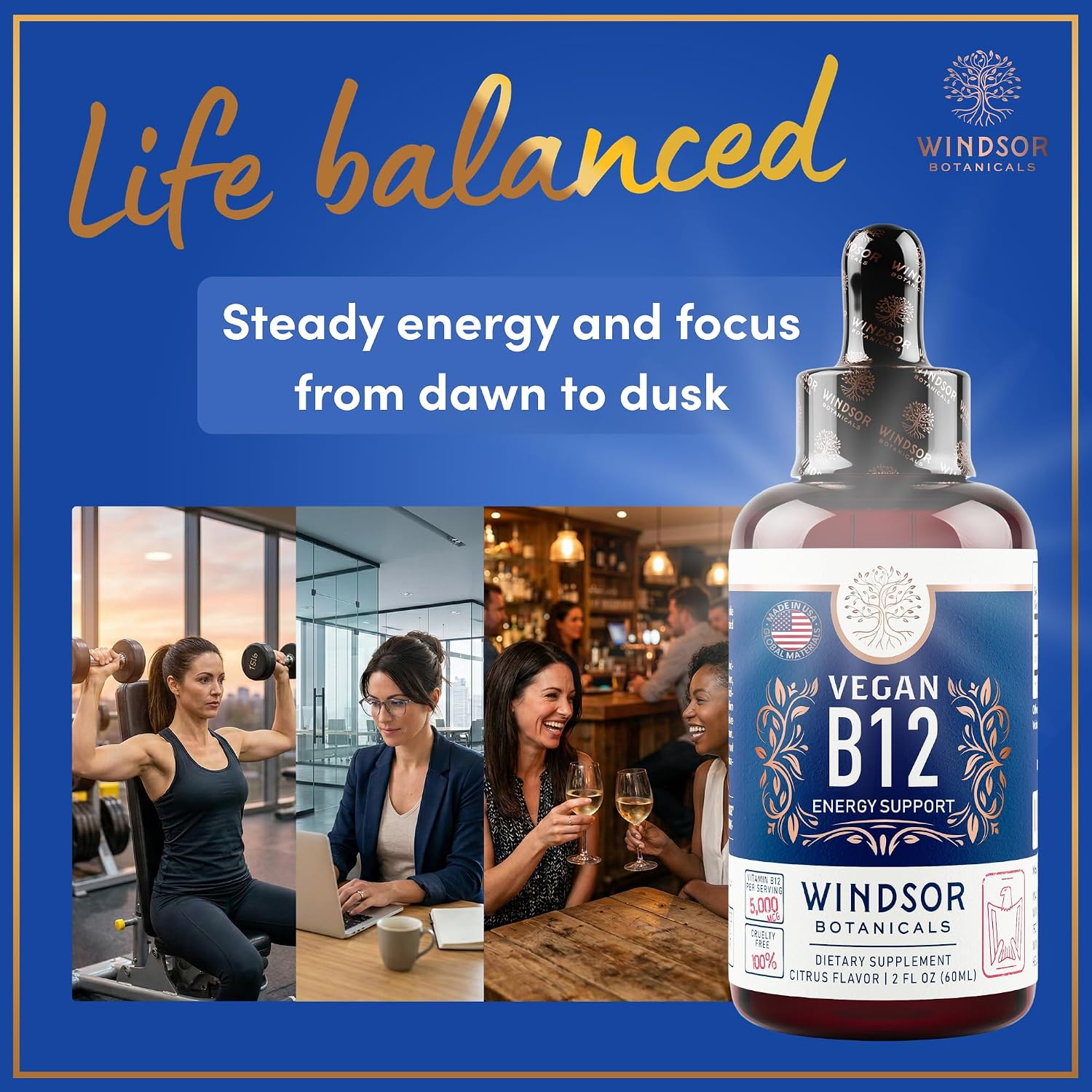 Vegan Vitamin B12 Liquid - Max Strength Methylcobalamin B12 Sublingual 5000 mcg - Fast Absorbing Supplement for Mood