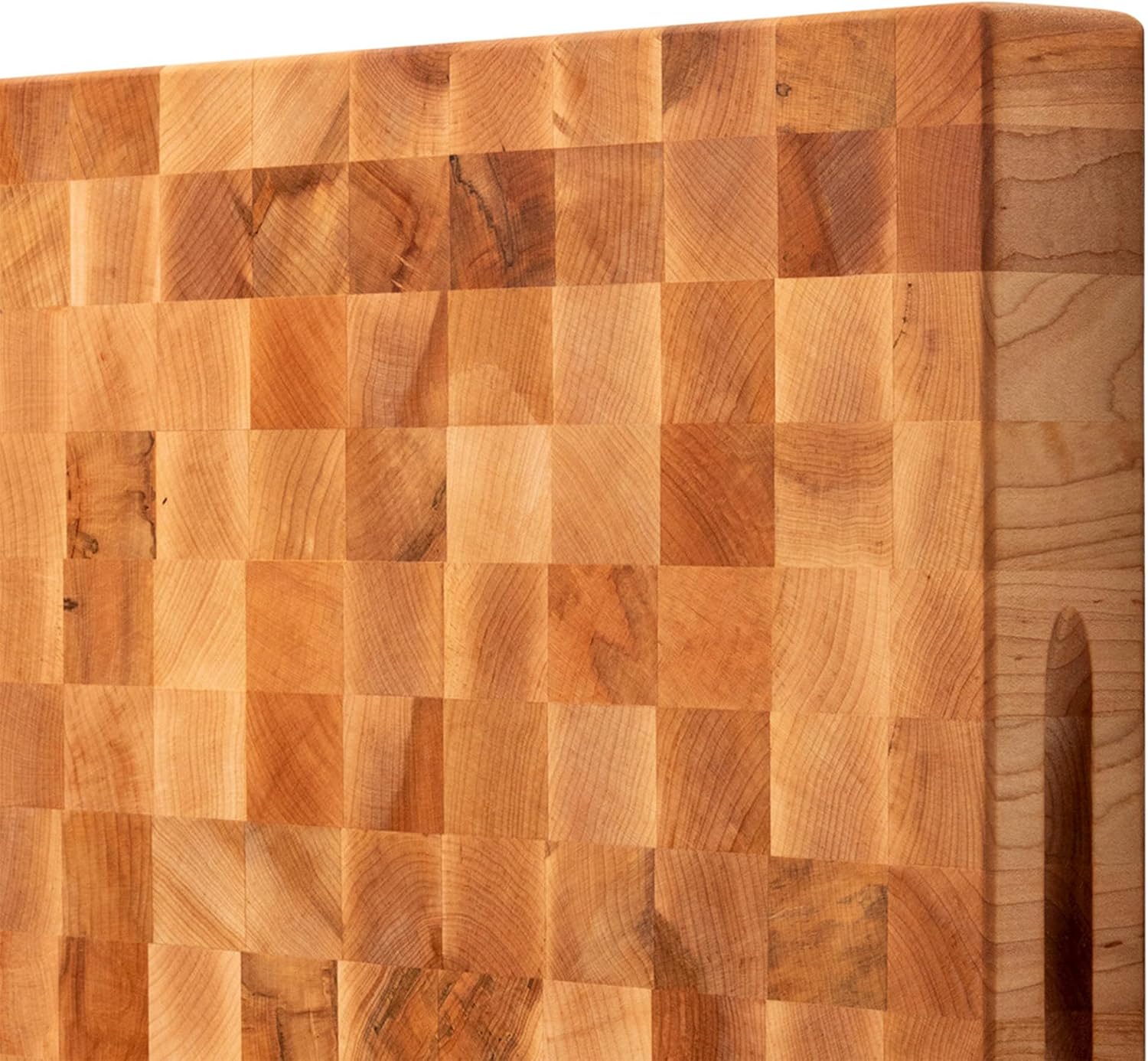 John Boos CCB Series Square Wooden Maple Cutting Board 18”x18” – 2.25” Thick, 22-lb Reversible Butcher Block with End-Grain & Finger Grips – Made in the USA