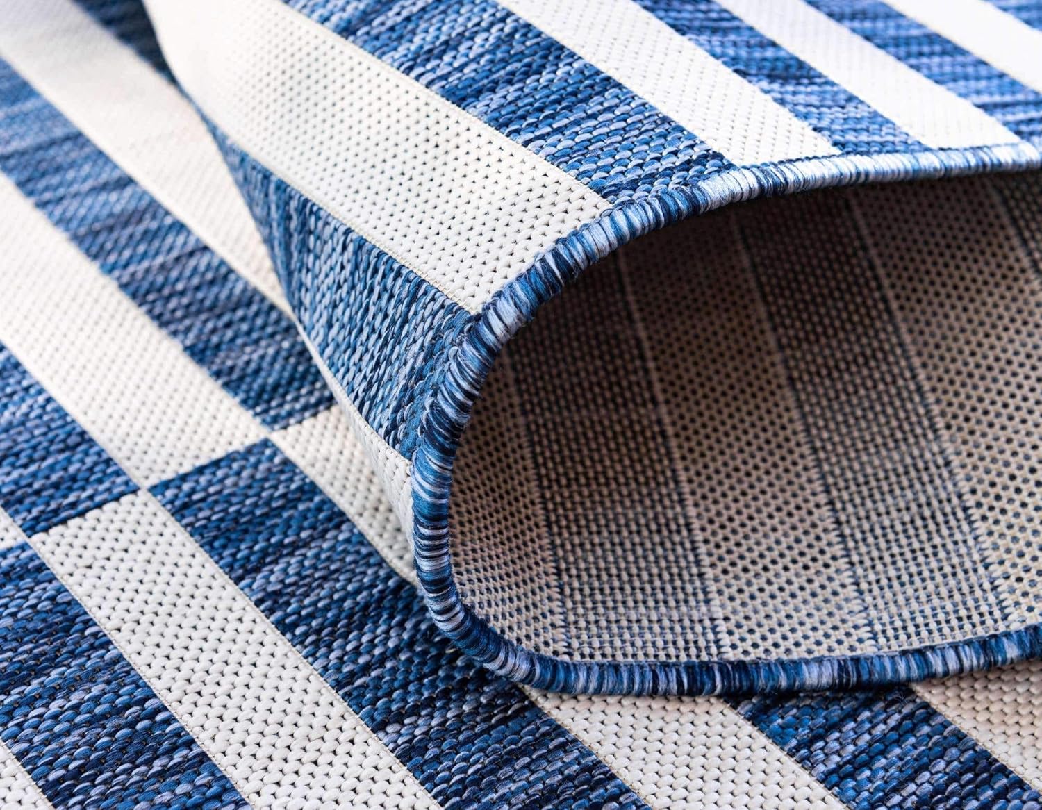 Unique Loom Outdoor Striped Collection Area Rug - Striped (7' 1" x 10' Rectangle, Taupe/Ivory)