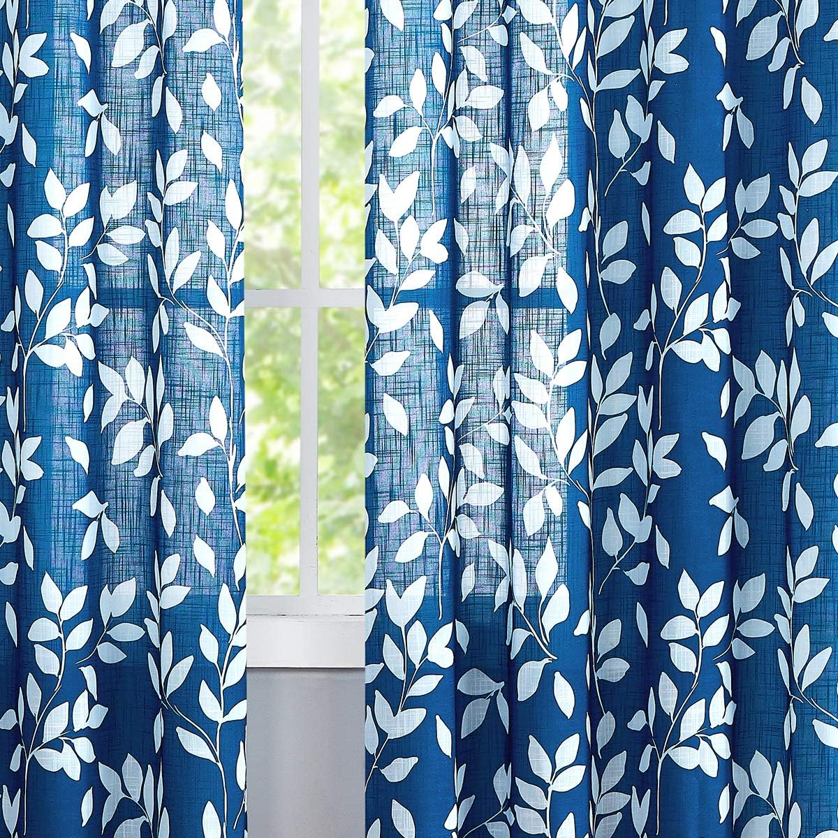 Leaf Semi Sheer Curtains for Bedroom Living Room 52x72" Taupe White Print 2