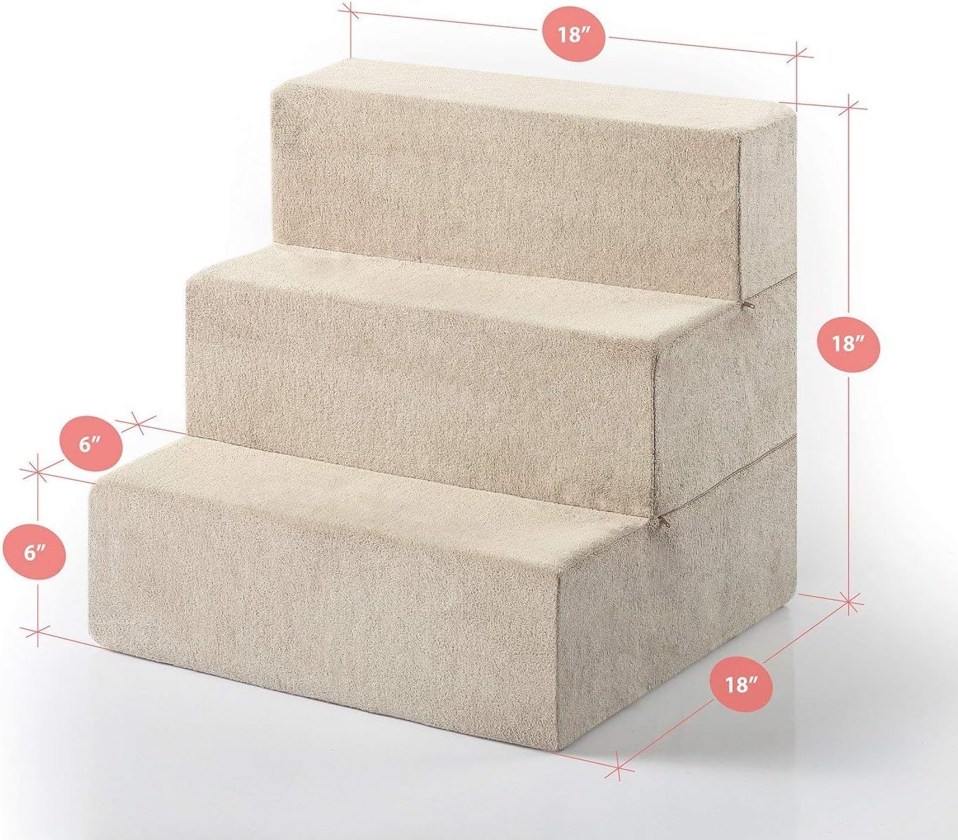 ZINUS Foam 13 Inch 2-Step Step Pet Stairs / Pet Ramp for Cats and Dogs, Extra Small, Beige