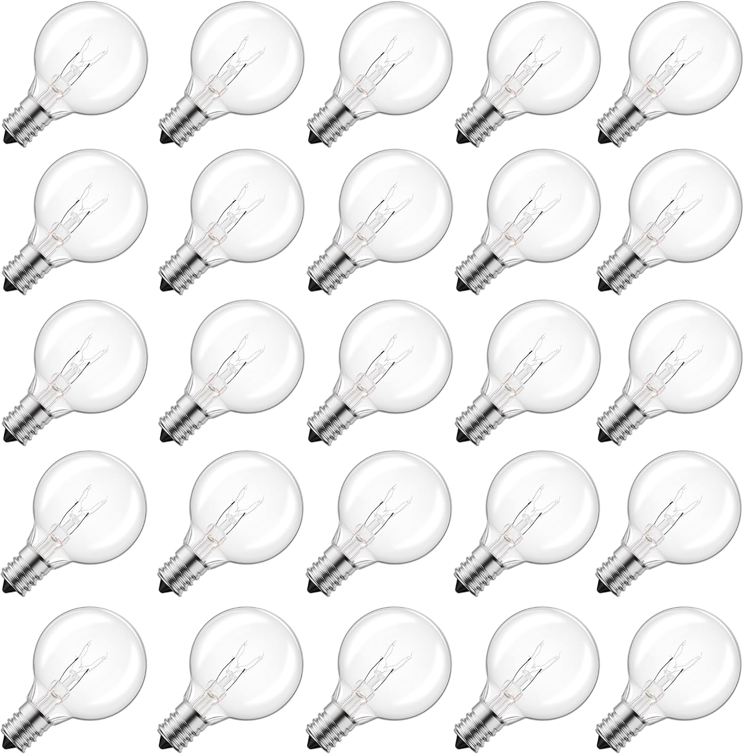 Brightown 25 Pack G40 LED Replacement Bulbs, E12 Base, 2200K, Warm White | Shatterproof Plastic LED Light Bulb, Waterproof, Dimmable, 1.5" Edison Light Bulbs for Indoor Outdoor Patio Backyard Decor