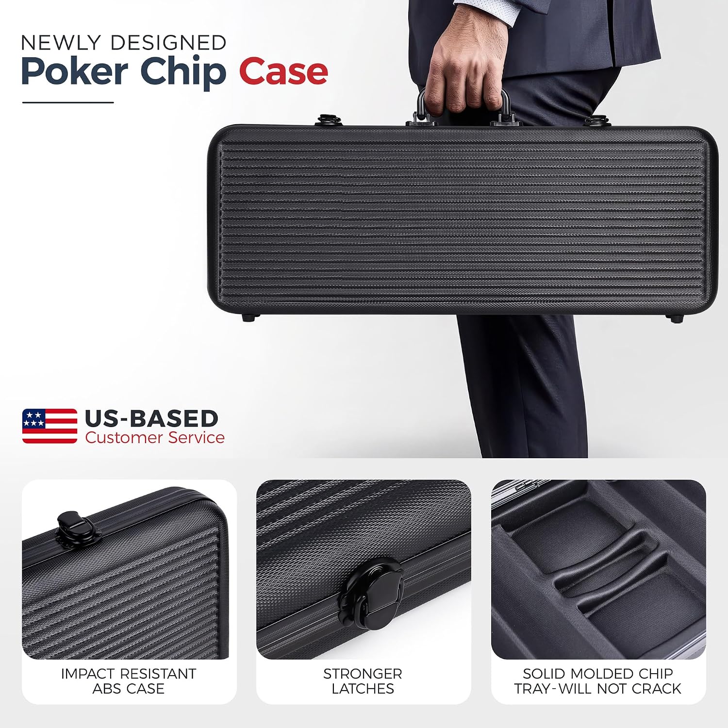 Versa Games Poker Chips - Clay Poker Chips Set - 13.5g 500 Piece Crown Casino Poker Set with Numbers Denomination - Upgraded Poker Set Case