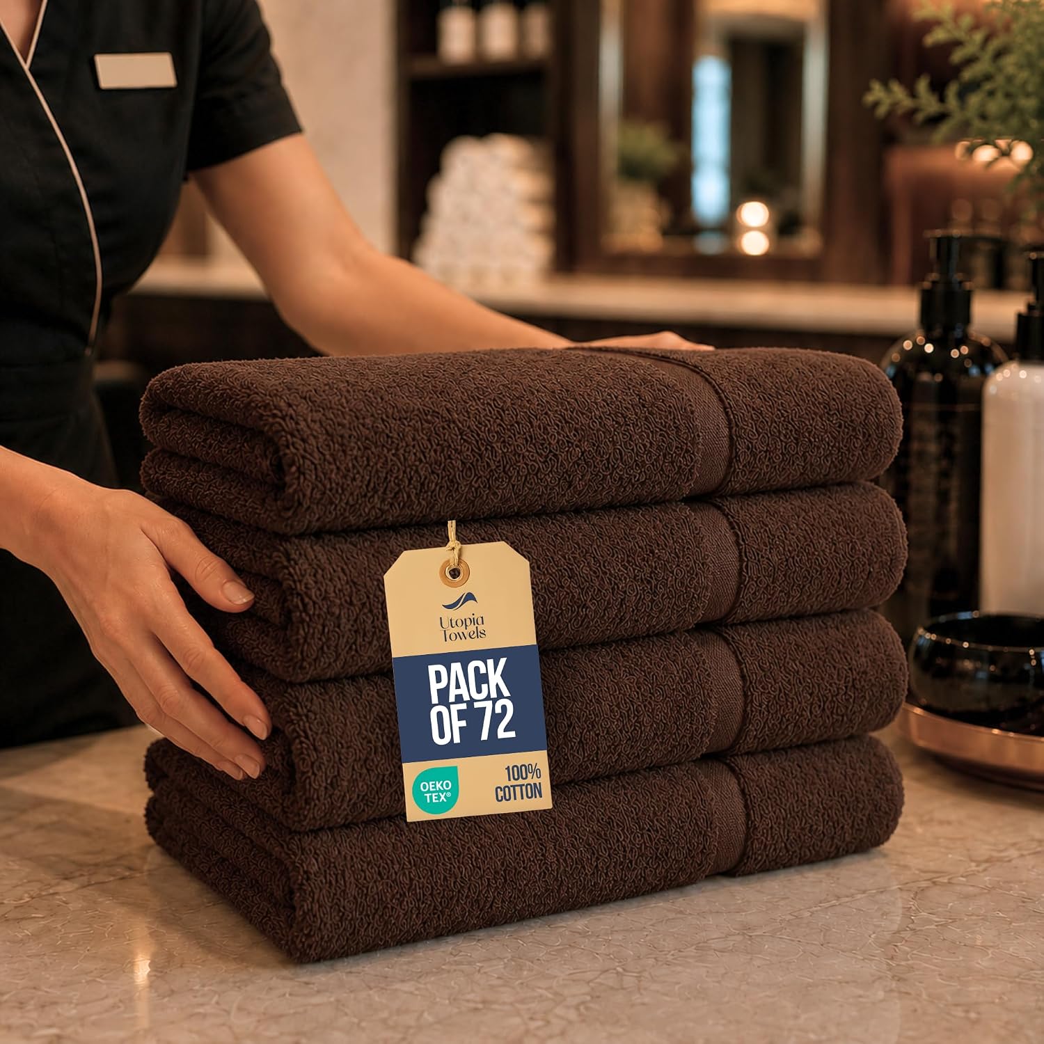 Utopia Towels Salon Towels, Pack of 24, 16x27 in, 100% Cotton, White | Highly Absorbent Lightweight Cotton Salon Towels for Hand, Gym & Beauty Care - Soft, Ideal for Spa & Home Hair Care
