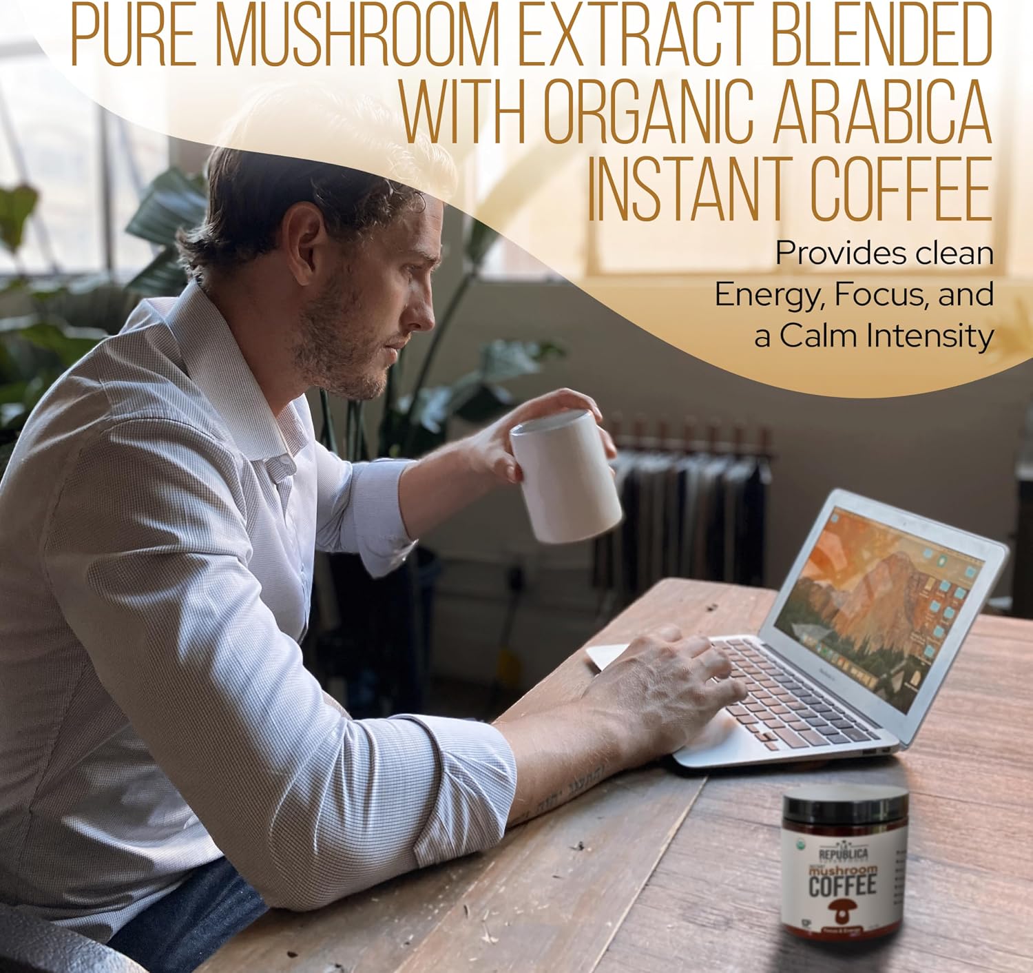 La Republica Organic Mushroom Coffee (30 Servings) Made with Full-Fruiting Bodies, Arabica Shade-Grown with Lion's Mane, Reishi, Chaga