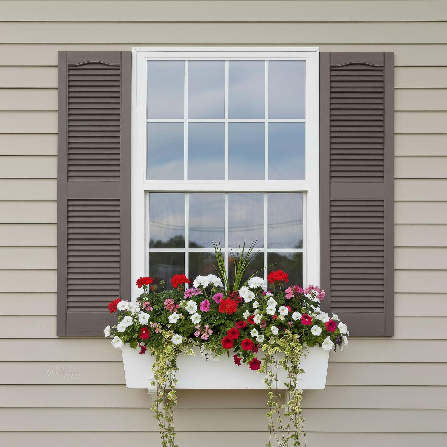 14 1/2"W x 60"H EverColor Open Louver Exterior Vinyl Shutters, w/Installation Shutter-Lok's & Matching Screws (Per Pair), Black