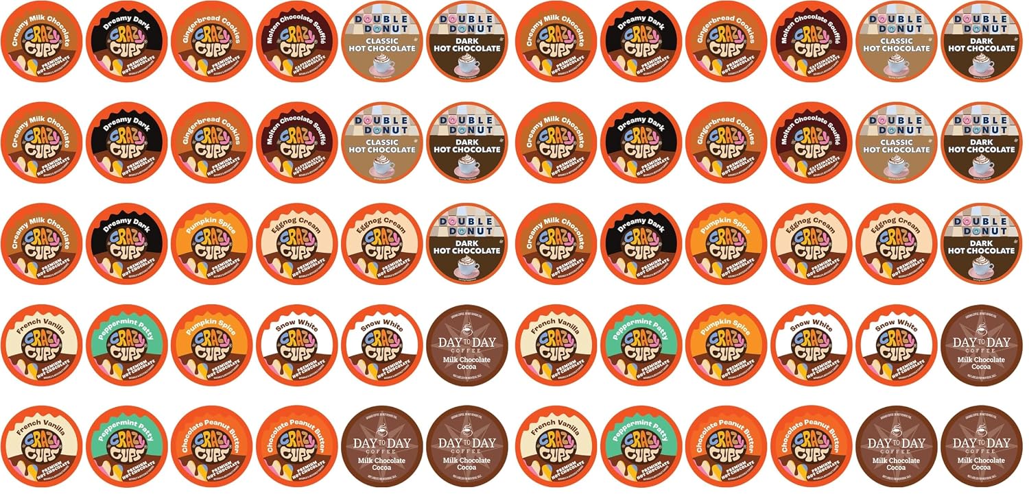 Perfect Samplers Hot Chocolate Single Serve Cups For Keurig K cup Brewers, Variety Pack Sampler, Cocoa, 30 Count