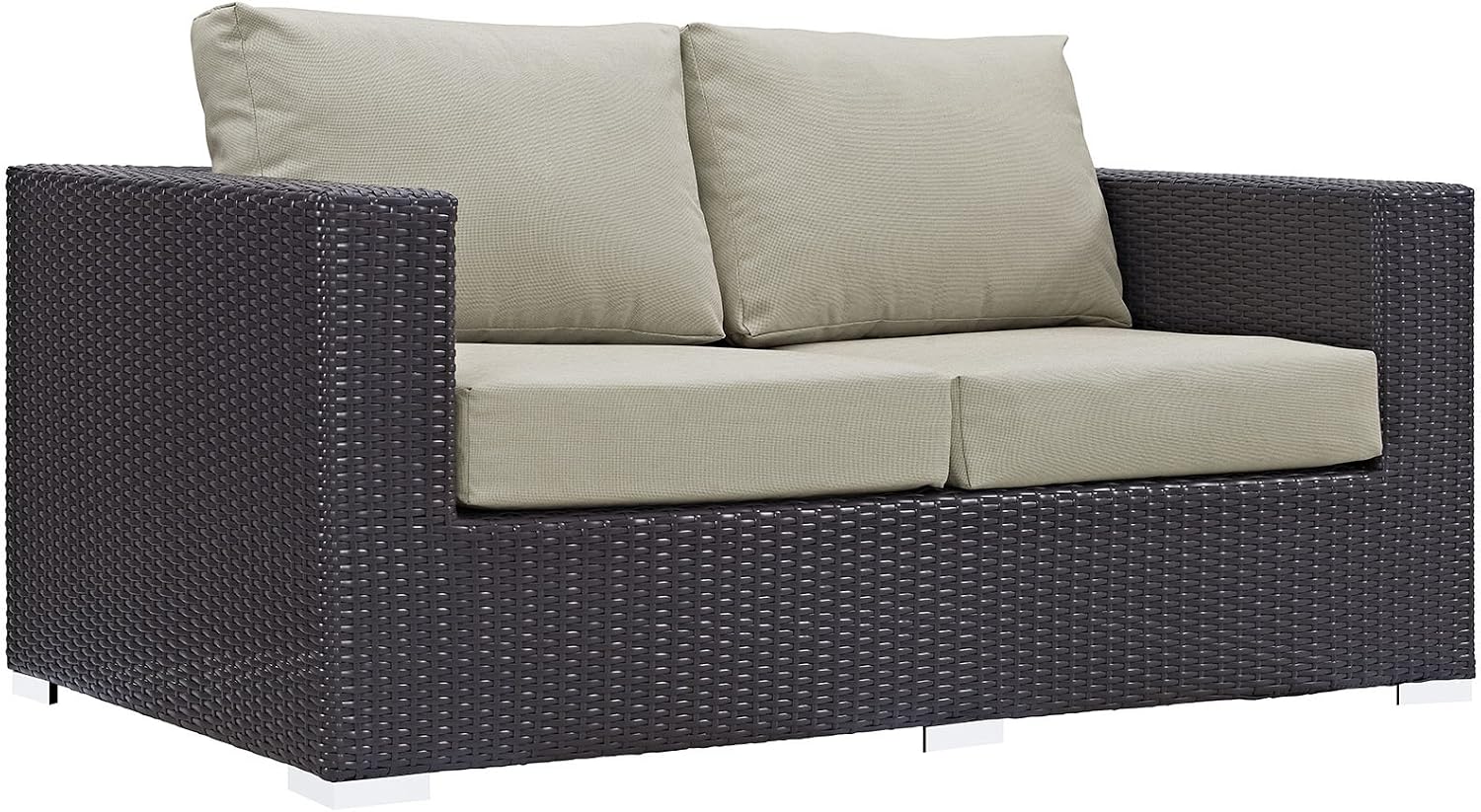 Modway Convene Wicker Rattan Outdoor Patio Loveseat in Espresso White