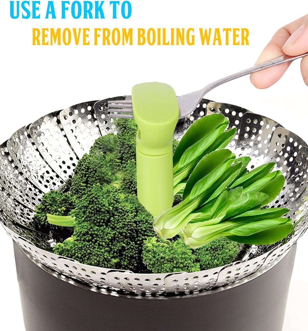 Consevisen Vegetable Steamer Basket for Cooking Food, Stainless Steel Veggie Steam Basket for Pot, Folding Expandable Steaming Insert with Extendable Handle Fits Various Size Pot, 7.1" to 11"