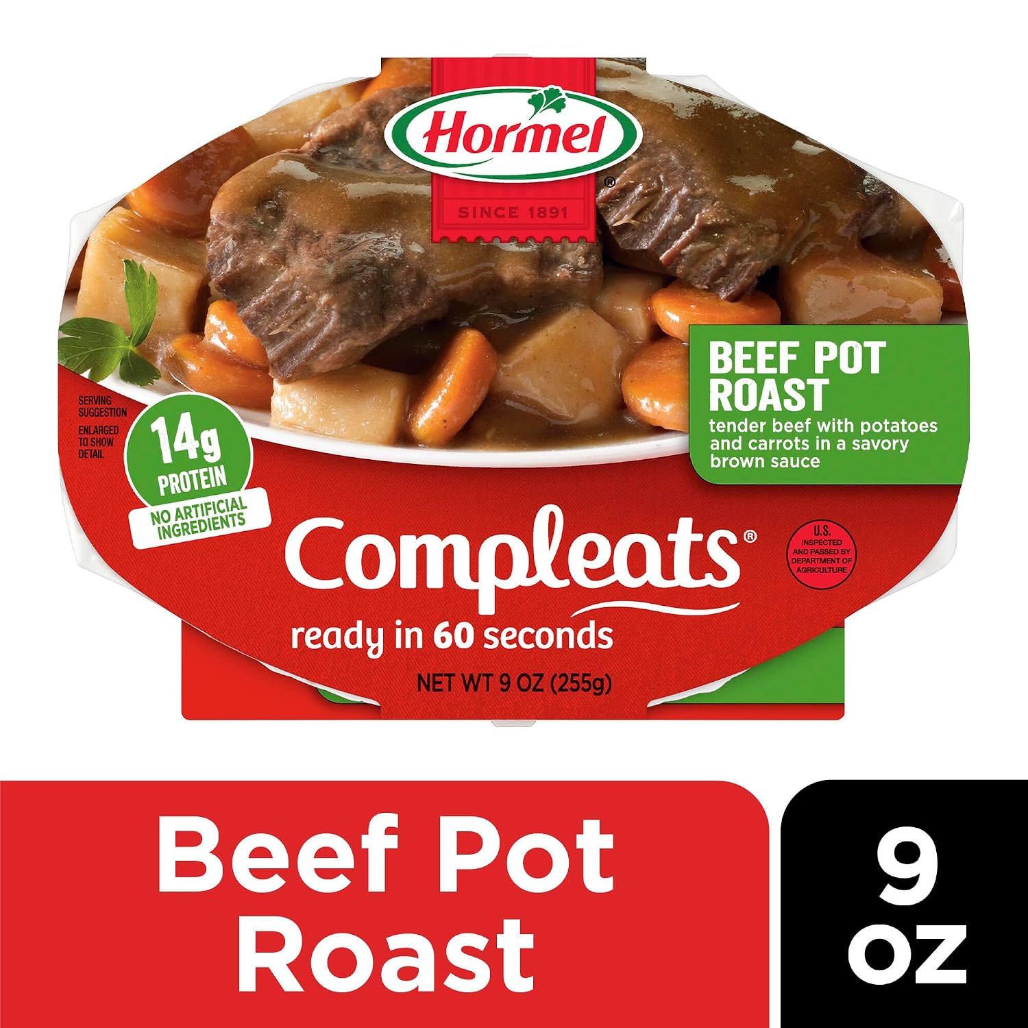 HORMEL COMPLEATS Beef Pot Roast Microwave Tray, 9 Ounces (Pack of 6)