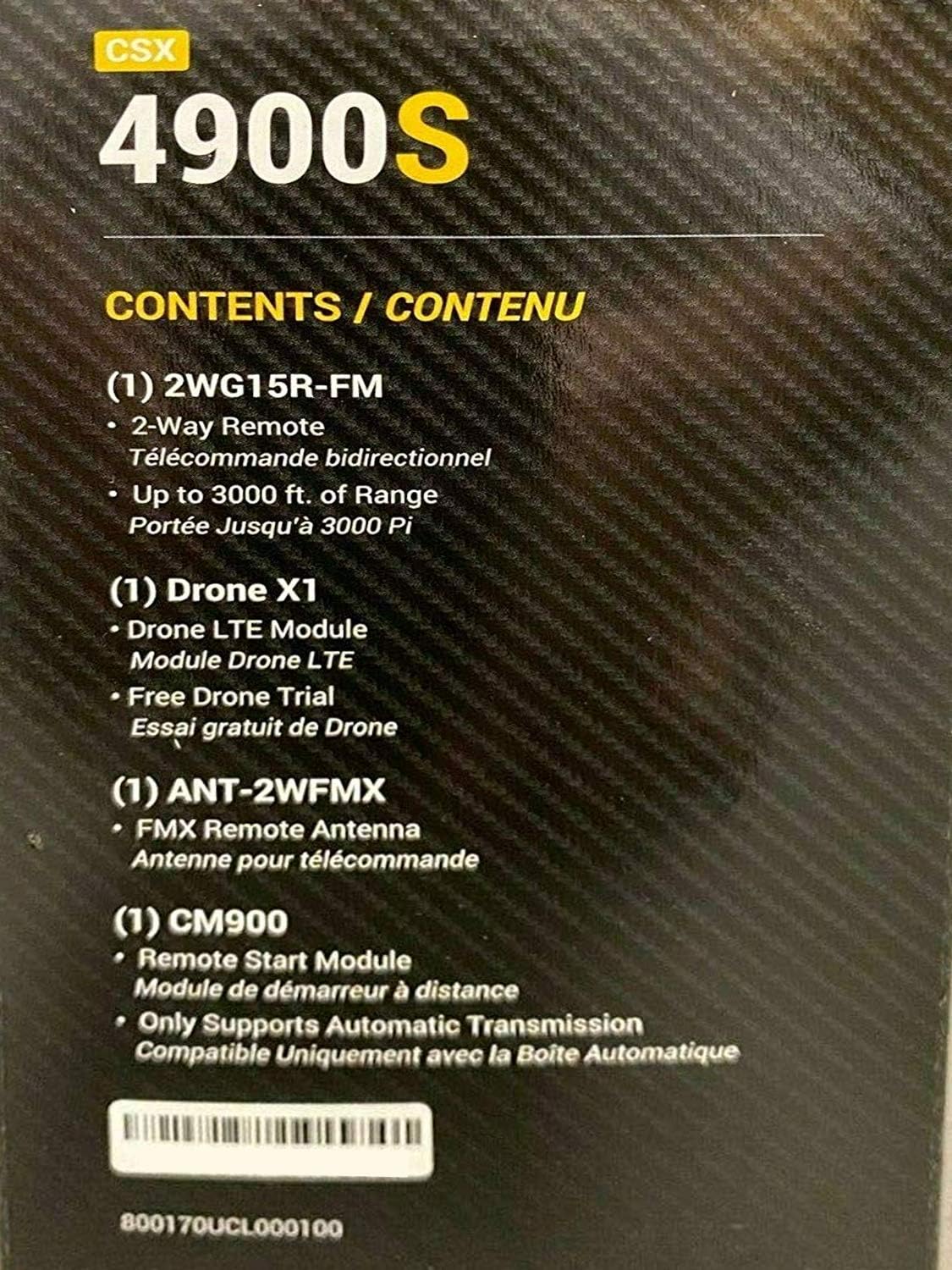 Compustar CSX4900-S 4-Button 2-Way, 3000' Remote Start System w/Drone X1LTE