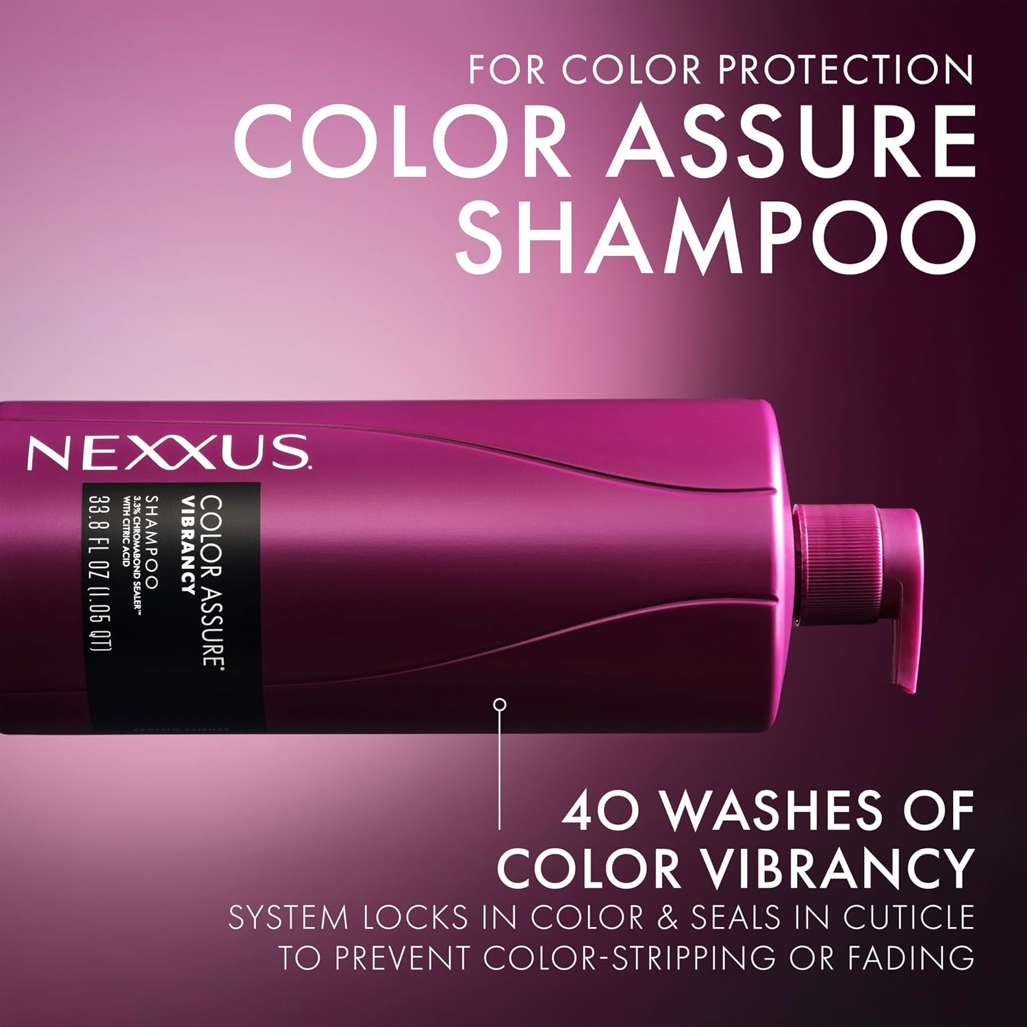 Nexxus Color Assure Shampoo for Vibrancy for Color Treated Hair Powered by Chromabond Sealer with Citric Acid 33.8