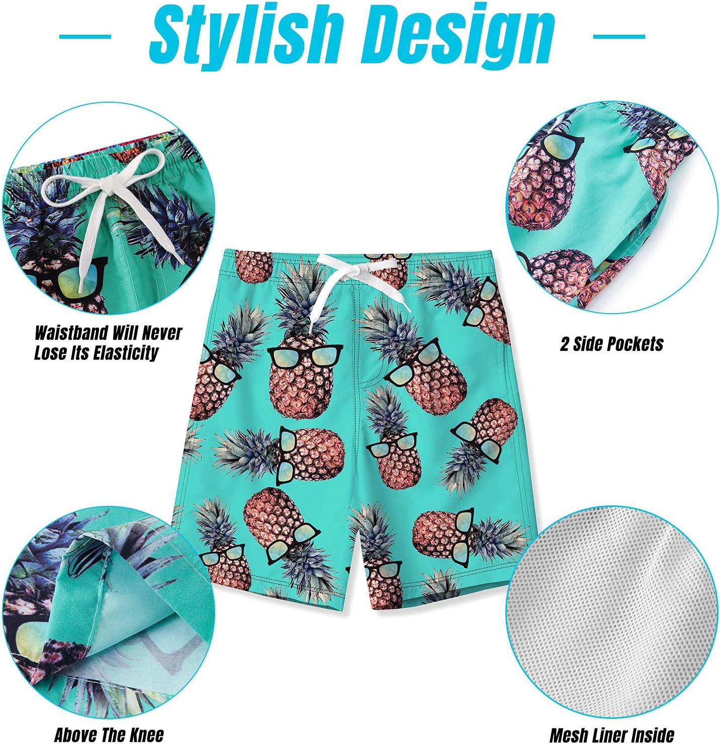 BFUSTYLE Boys Swim Trunks Mesh Lining Kids Bathing Suit 5-14 Years Shorts