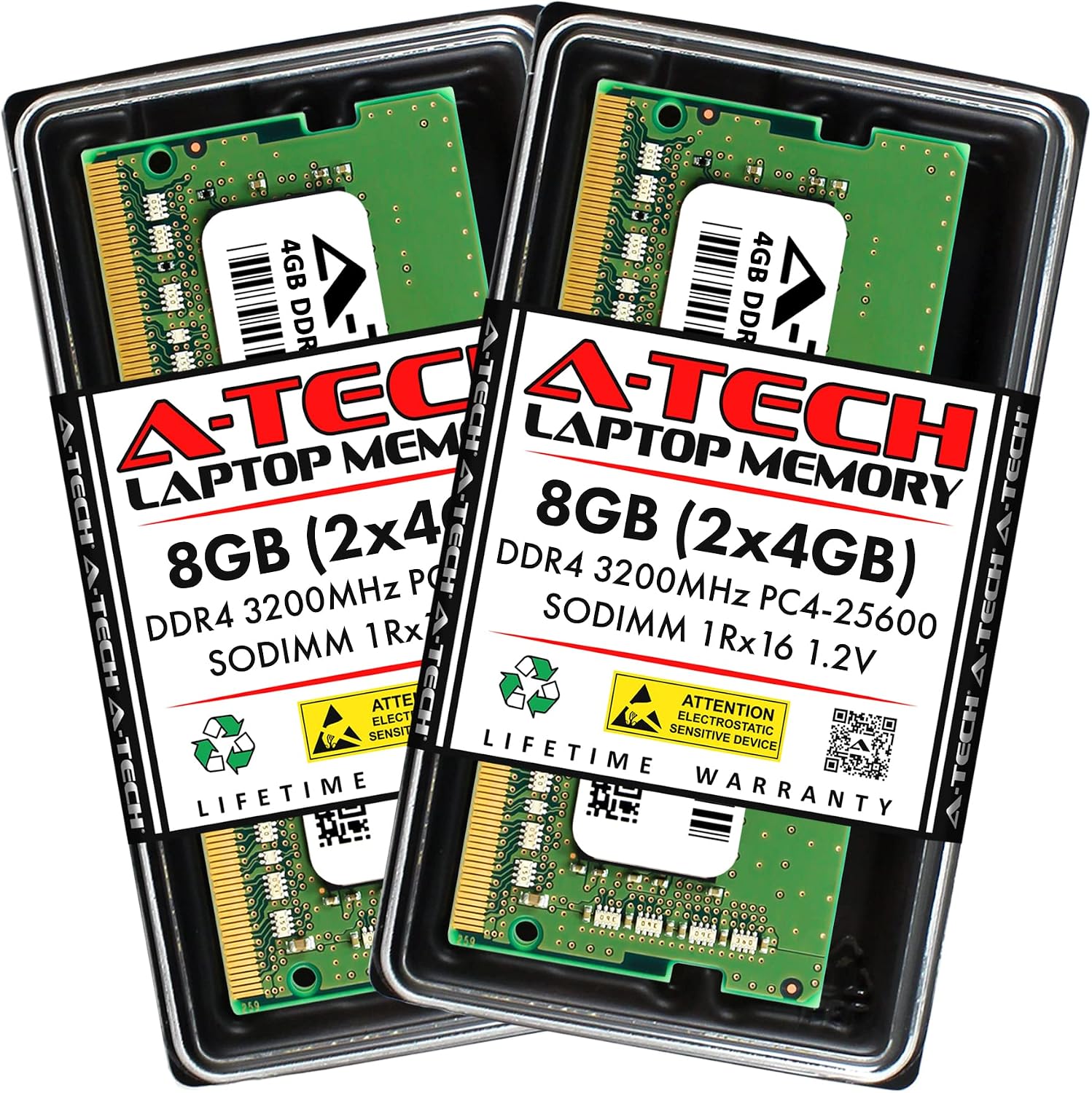 A-Tech 8GB DDR4 3200 MHz SODIMM PC4-25600 (PC4-3200AA) CL22 Non-ECC Laptop RAM Memory Module