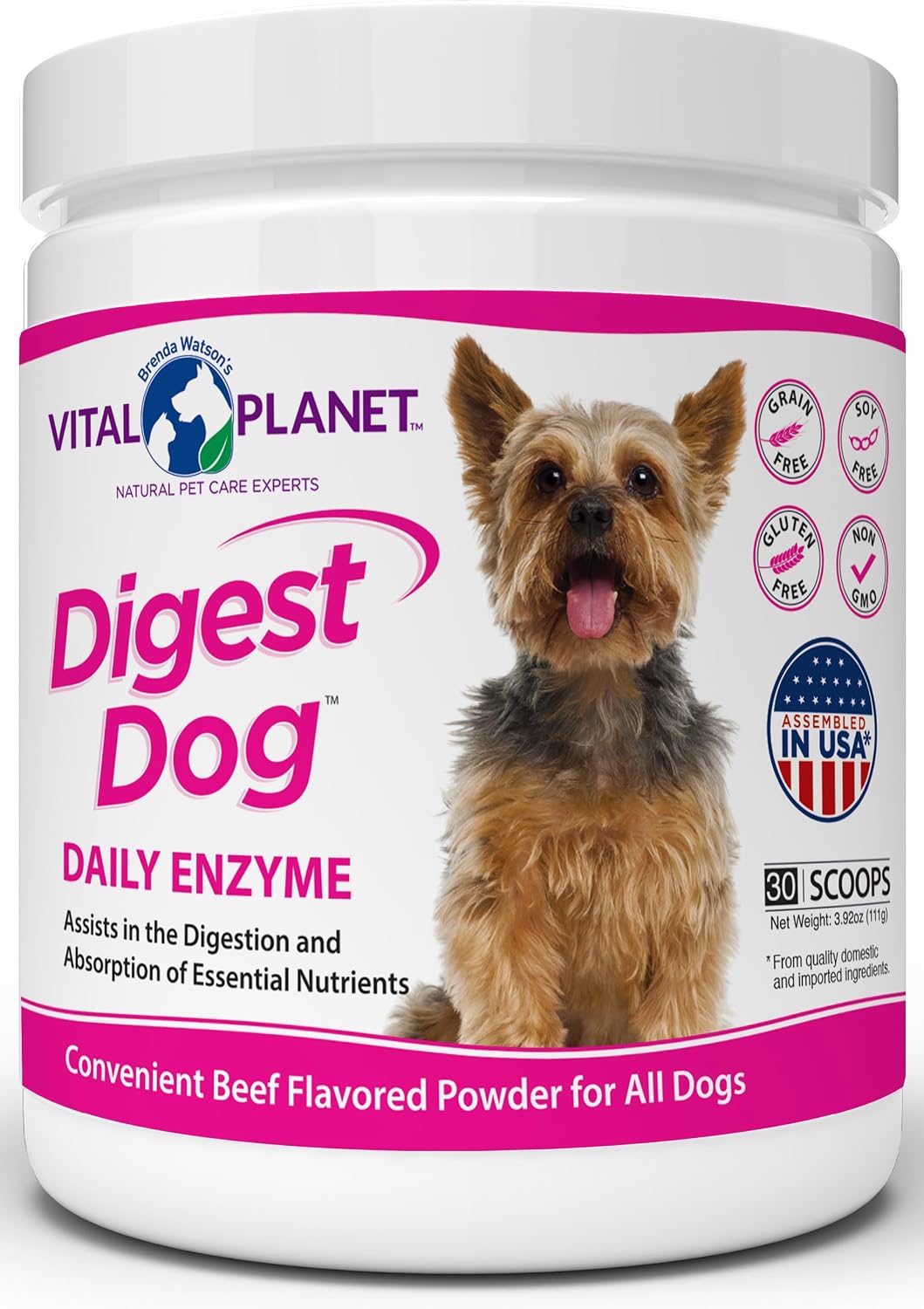 Vital Planet - Digest Dog Digestive Pancreatic Enzyme Blend with Pumpkin and Fennel to Support the Pancreas and Healthy Digestion with Pancreatin