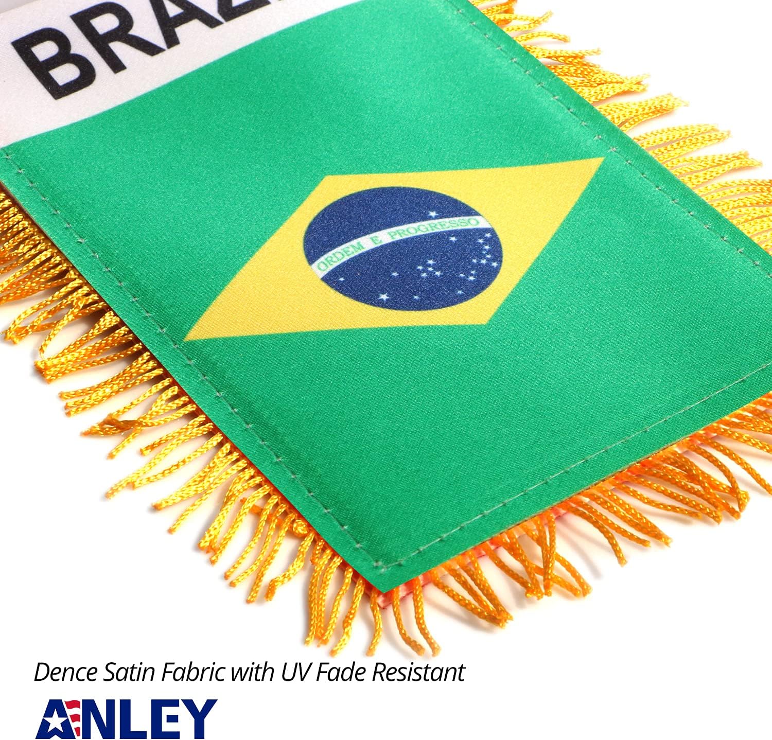 Anley 4 X 6 Inch Nicaragua Fringy Window Hanging Flag - Mini Banner & Car Rearview Mirror Décor - Fringed Nicaraguan Hanging Flag with Suction Cup