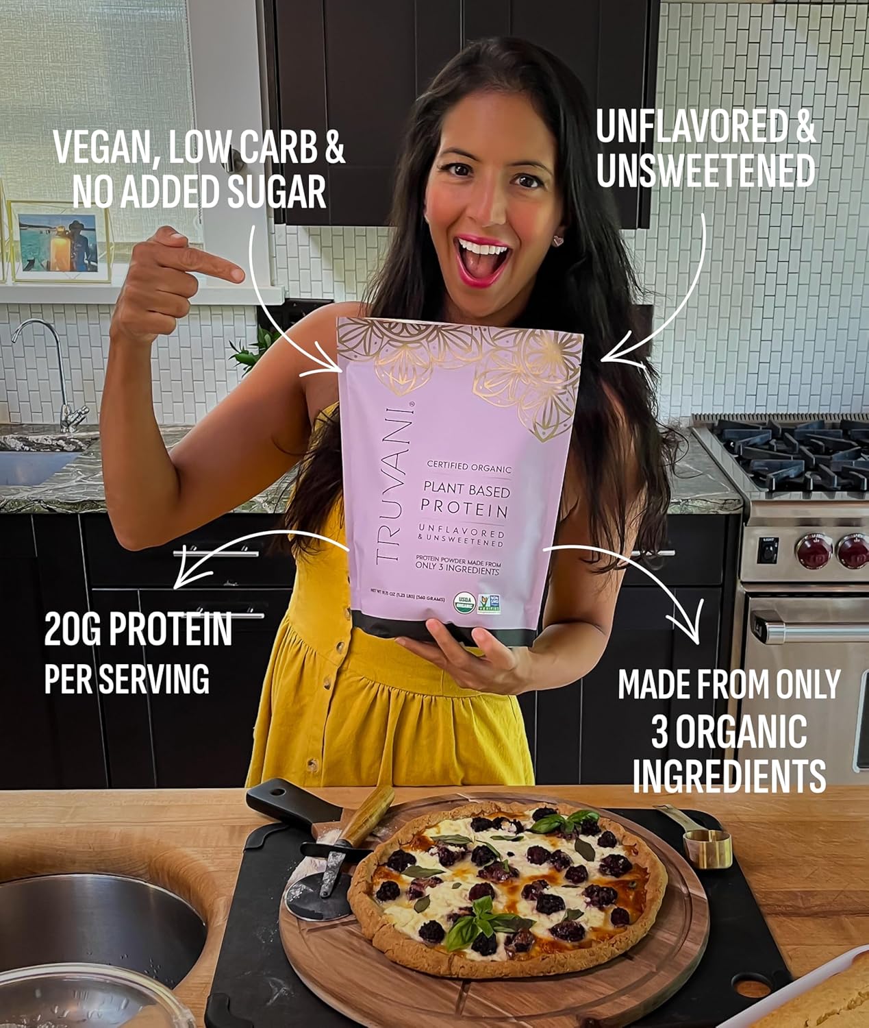 Truvani Organic Plant Based Protein Powder | Chocolate Peanut Butter