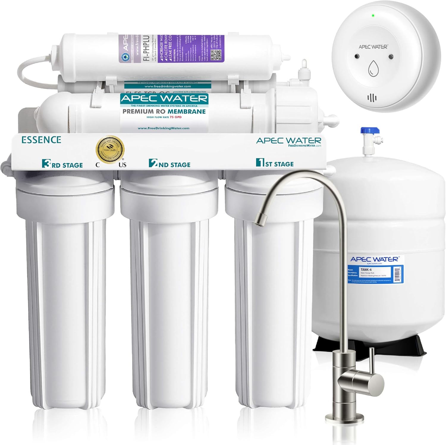APEC Water ROES-50, 5-Stage Under Sink Reverse Osmosis System, 50 GPD | NSF Certified 372 & 58, Reduces 99% of Impurities, DIY Installation