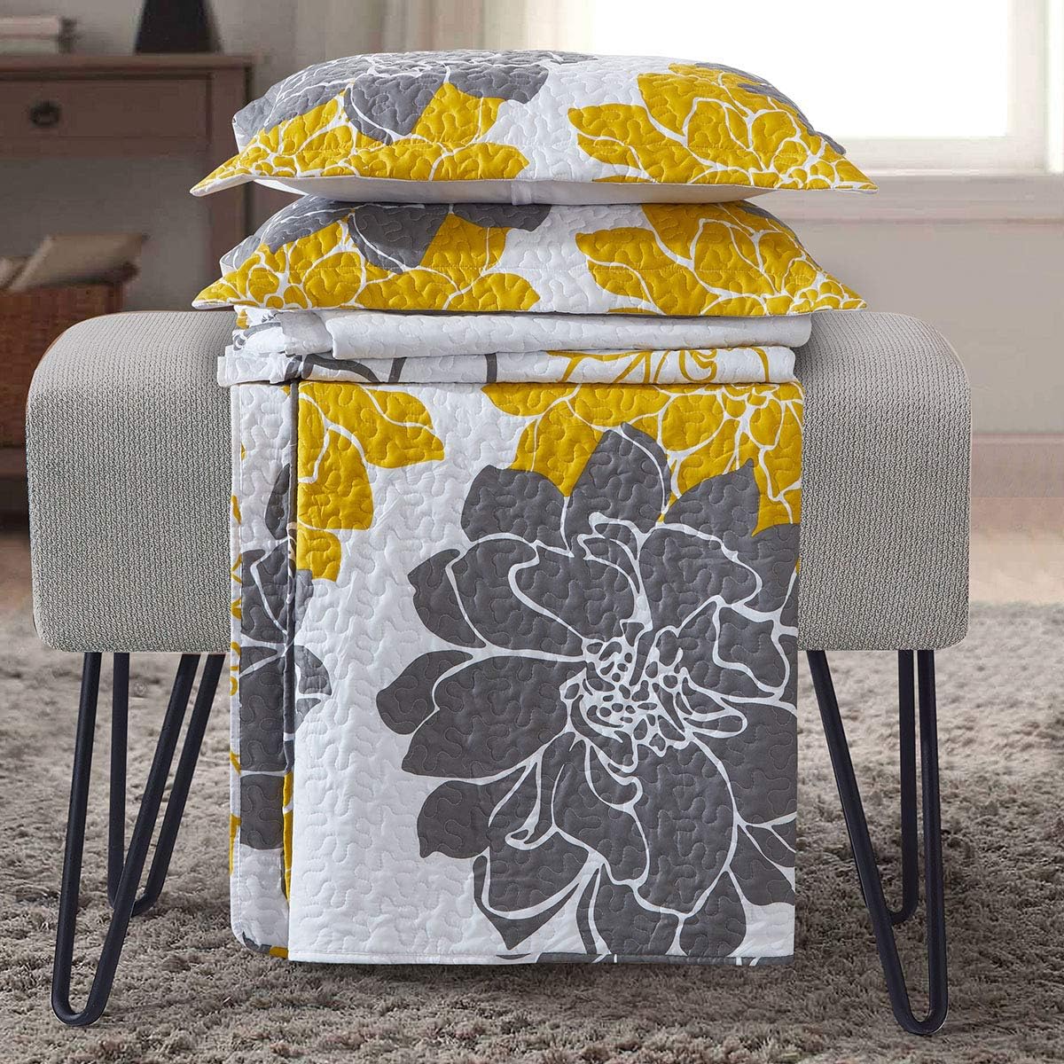 Royal Hotel Ayat Birds Oversized Coverlet Set Queen Size – Luxury Queen Quilt Bedspread, All Season Soft Filled Quilts