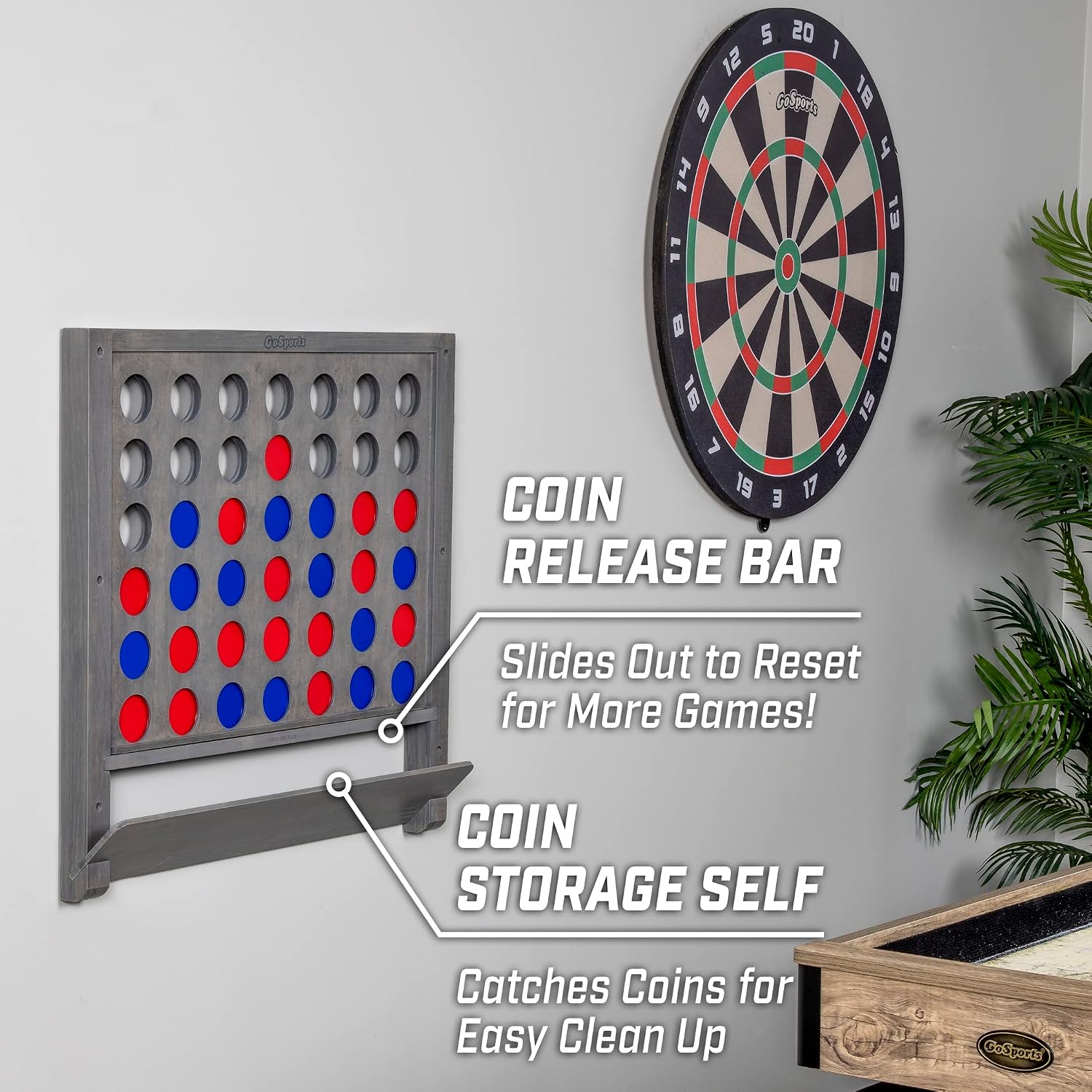 GoSports Wall Mounted Giant 4 in a Row Game - Jumbo 4 Connect Family Fun with Coins