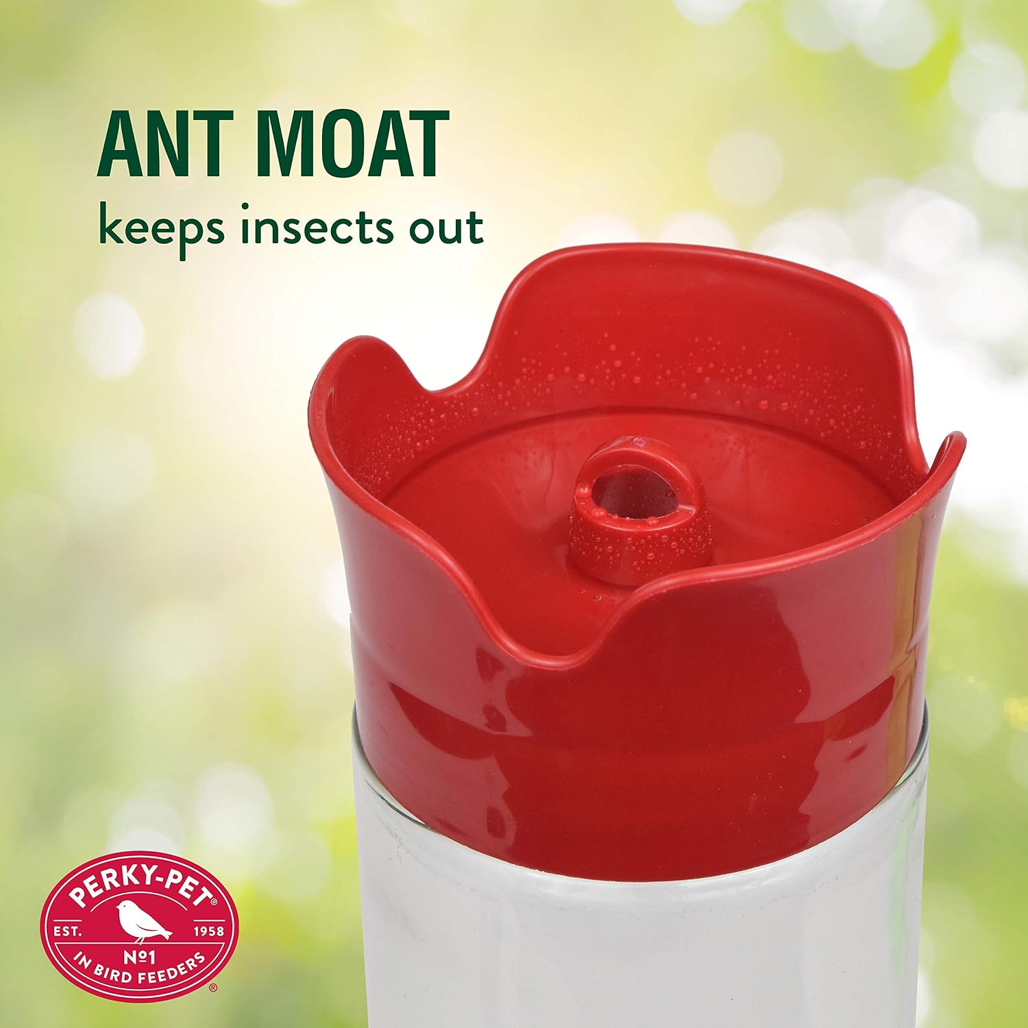 Perky-Pet 210PB Pinch-Waist Glass Hummingbird Feeder with Perches, Built-in Ant Moat and Bee Guards - Outdoor Garden Decor, Unique Gifts