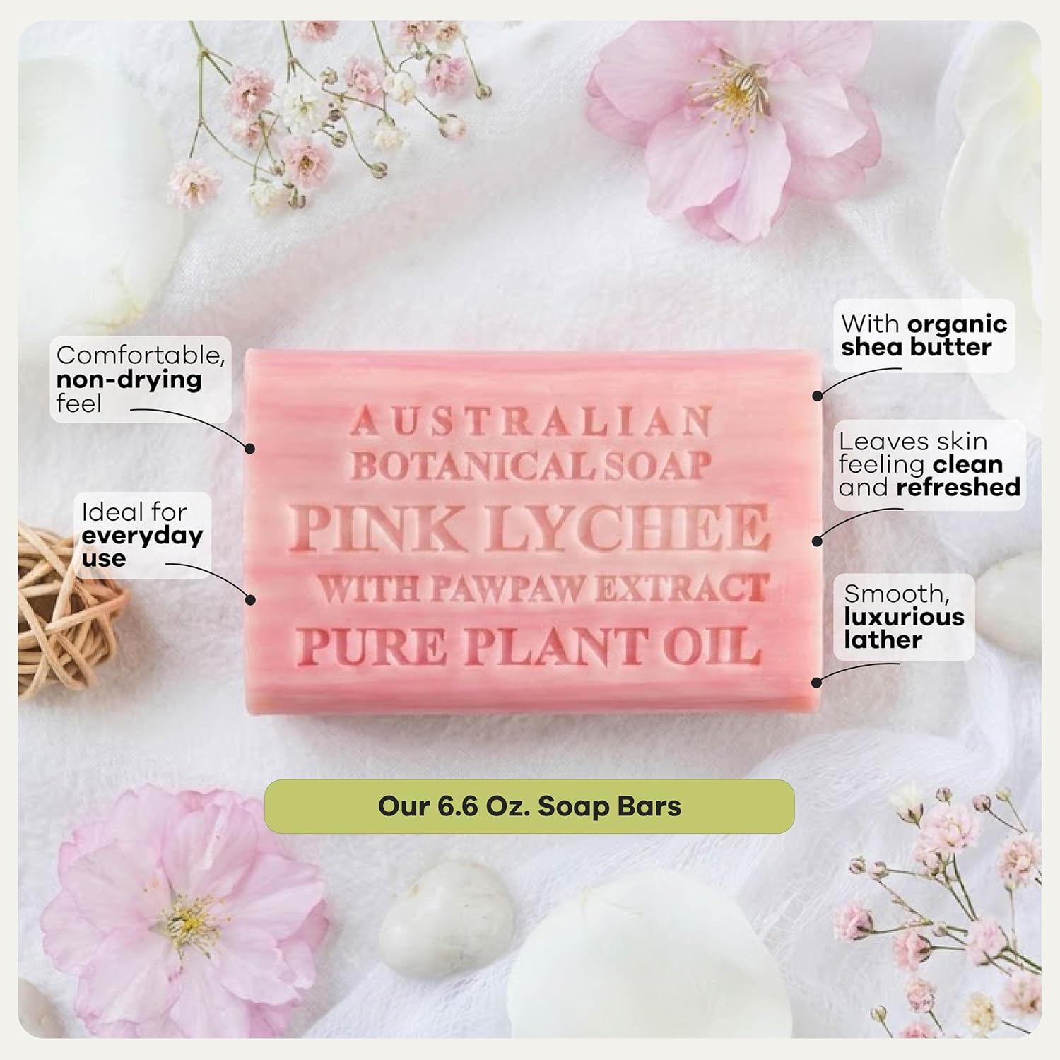 Australian Botanical Soap Sea Salt Soap Bars, 6.6 oz, Pack of 8