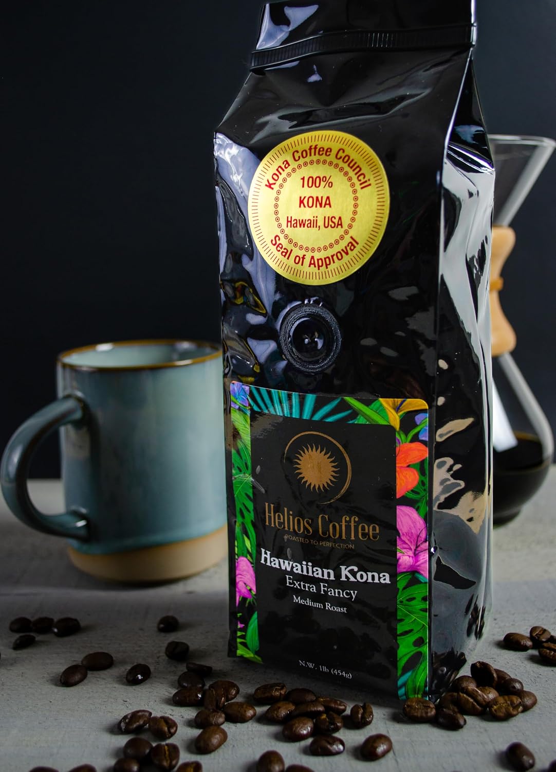 100% Hawaiian Kona Coffee, Extra Fancy - Whole Bean - 1lb.