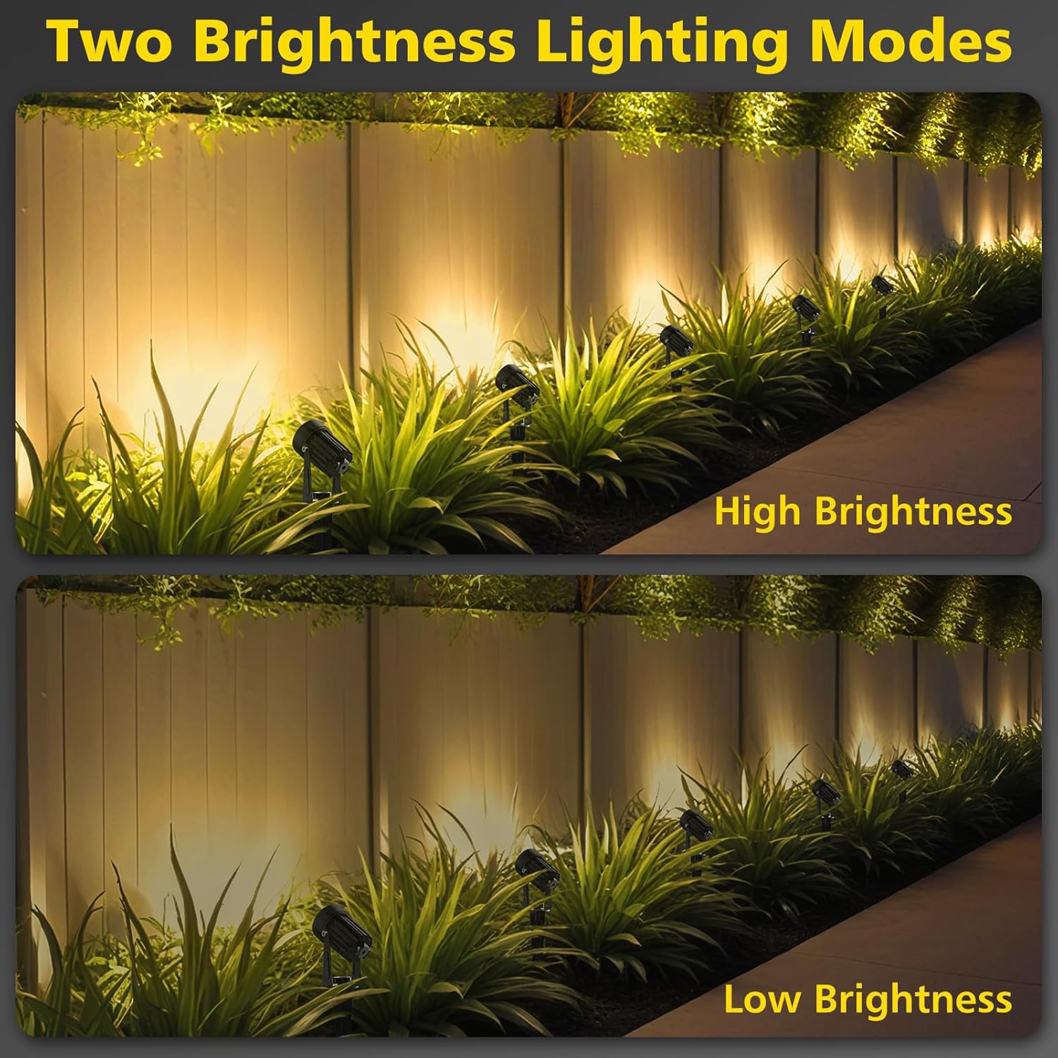 T-SUN Solar Spot Lights Outdoor, Dual Head Solar Spotlights, Cool White | IP65 Waterproof, 2 Brightness Modes, Dusk to Dawn Solar Uplights for Garden, Yard, Pathway, Patio, Lawn