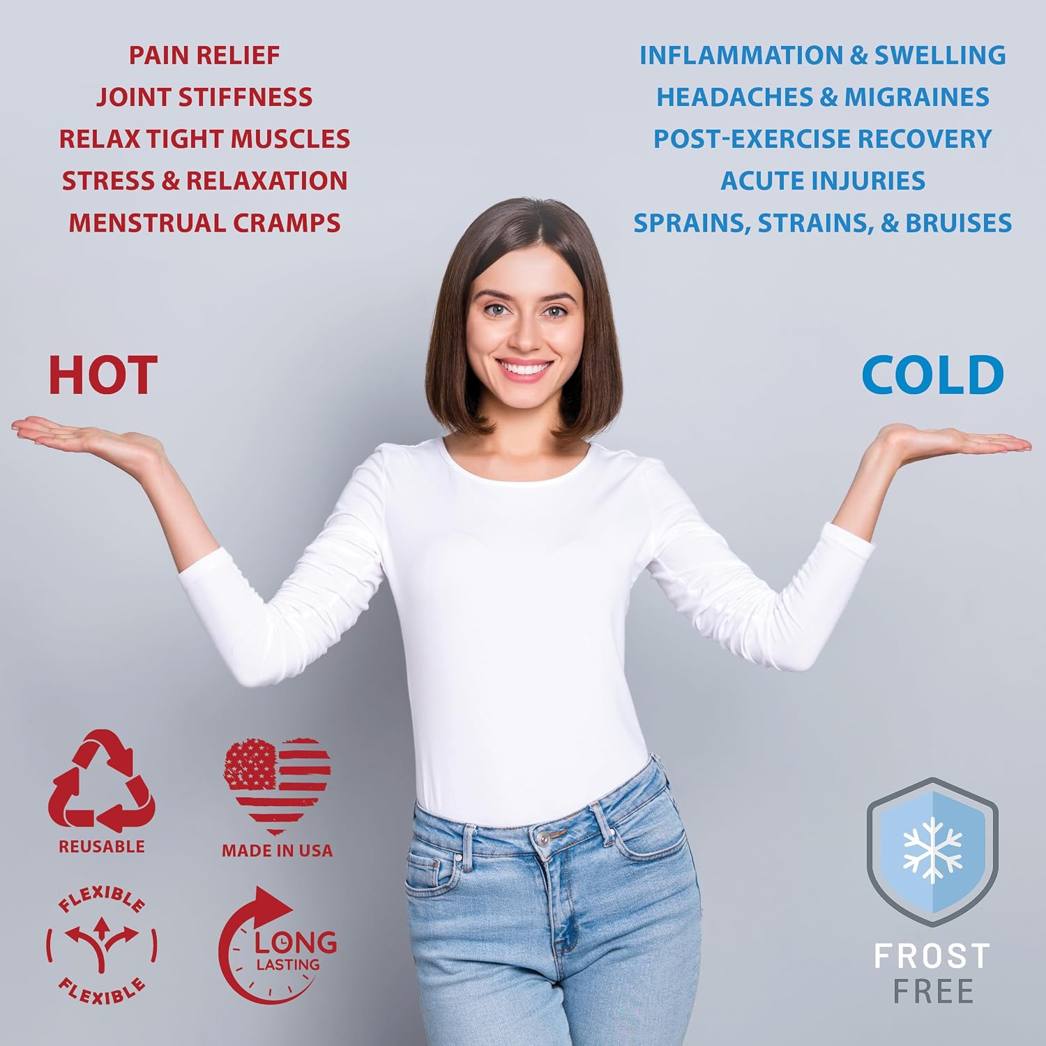 Reusable Hot & Cold Therapy Pack for Pain Relief and Injuries, Large | Provides versatile hot or cold therapy to help relieve muscle aches, joint pain, swelling, and stiffness.