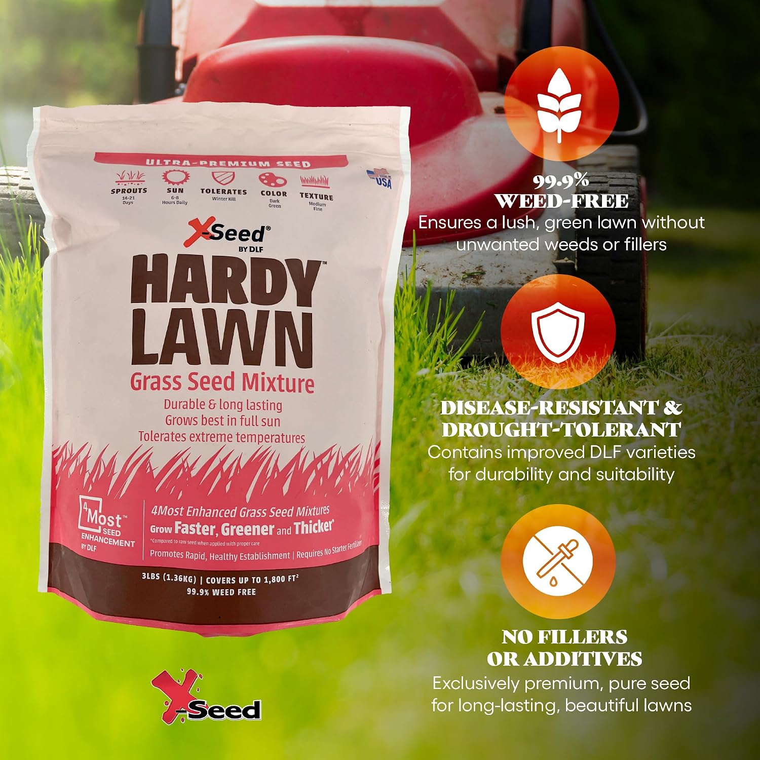X-Seed Ultra Premium Hardy Lawn Seed Mixture, 7-Pound