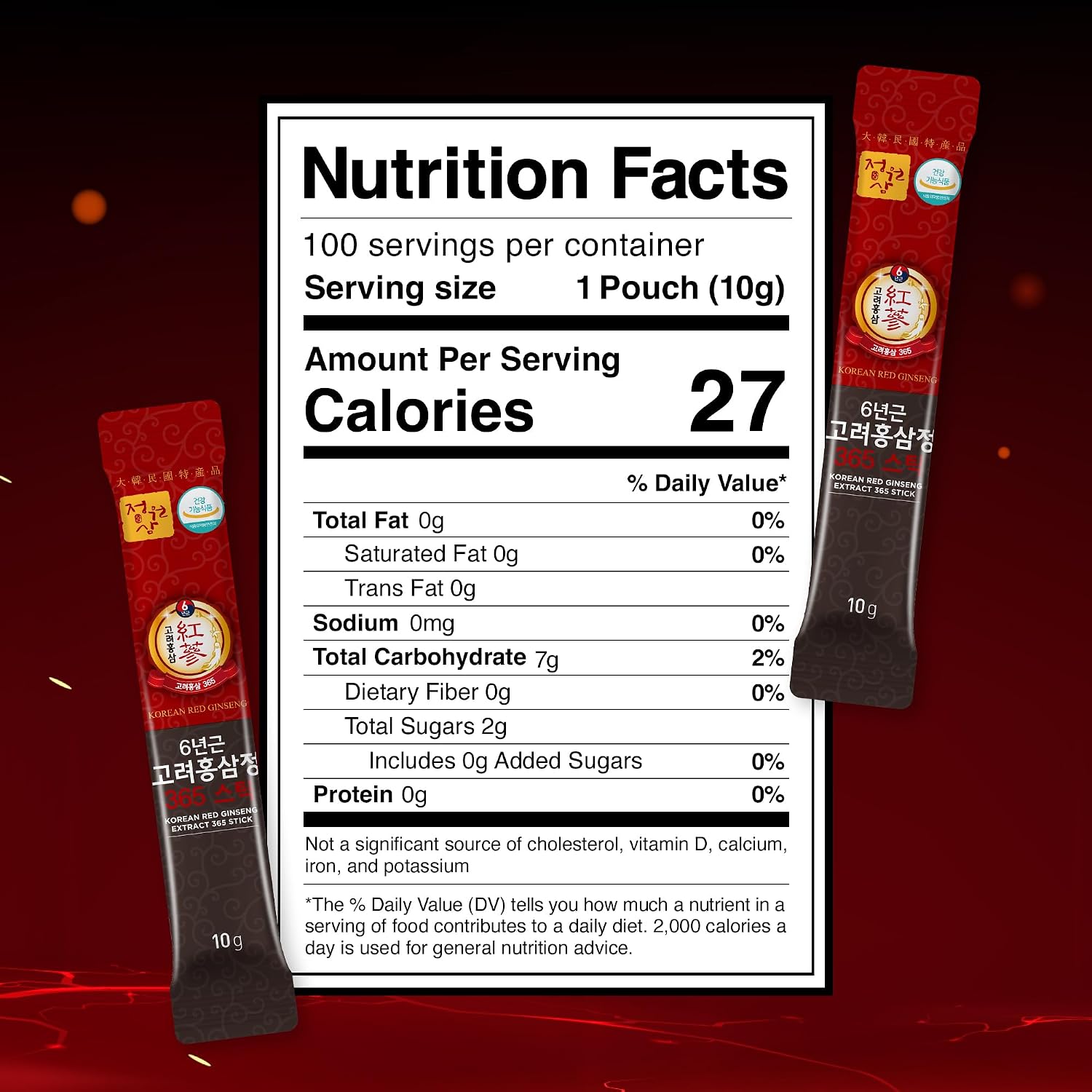6-Year Korean Red Ginseng 365 | 30 Sticks | Vegan | 7mg Ginsenosides Per Stick