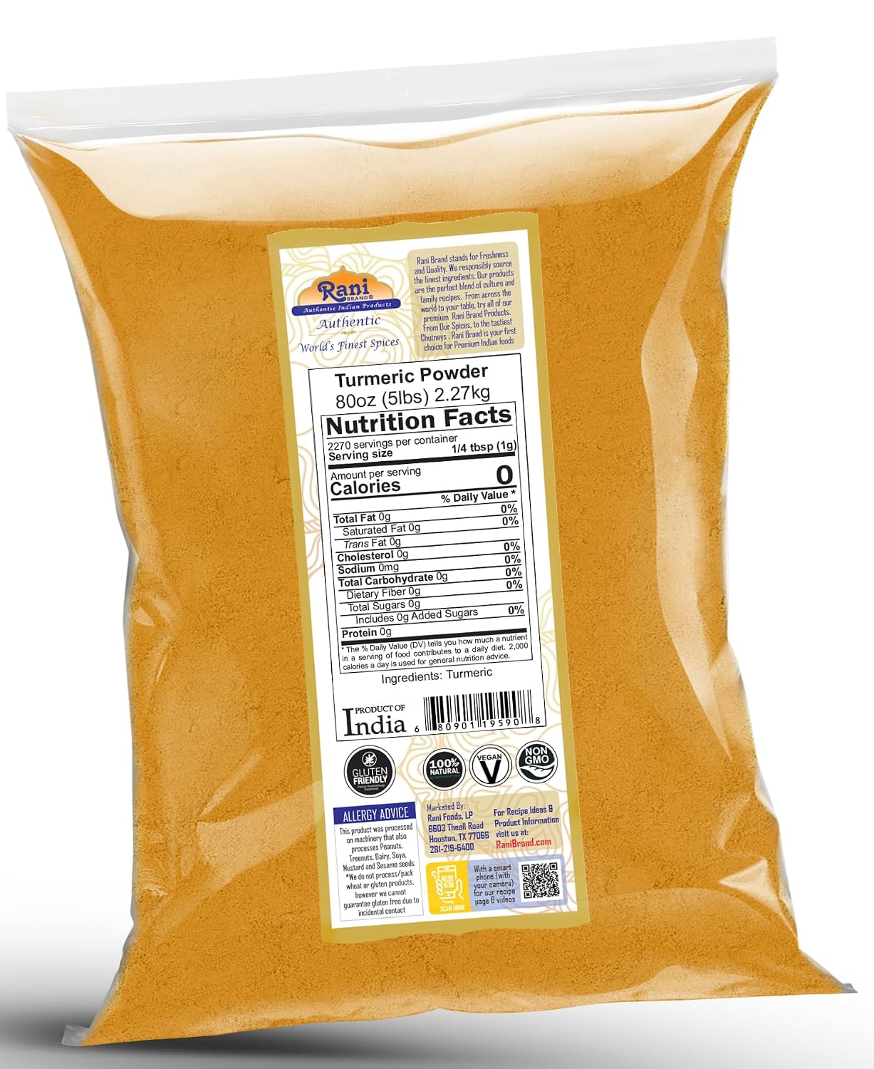 Rani Turmeric (Haldi) Root Whole Spice, Dried 7oz (200g) ~ All Natural | 100% Pure | Vegan | Gluten Friendly | NON-GMO | Kosher | Indian Origin